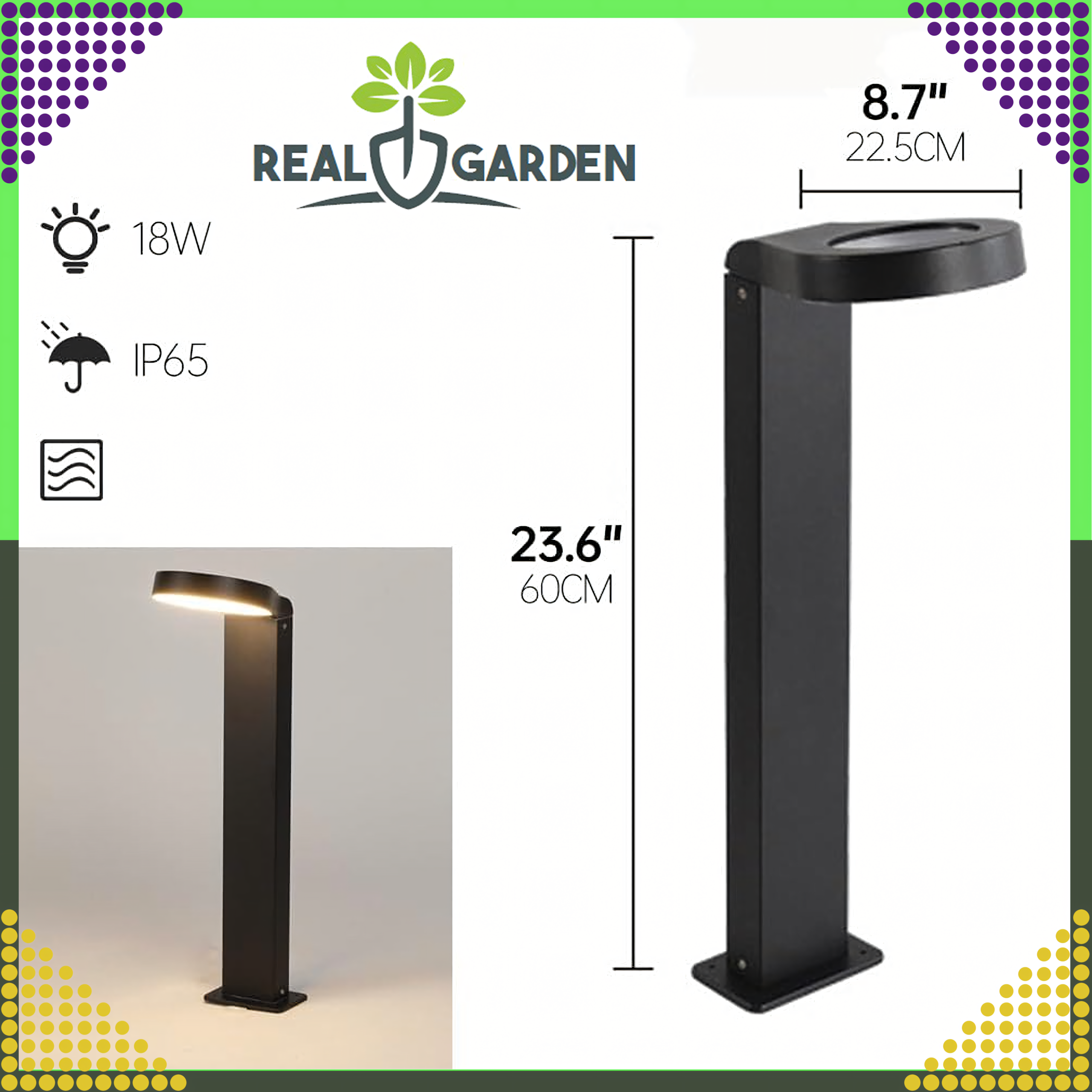 Lampa LED 18W Ogrodowa Nowoczesna 60cm Zewnętrzna Słupek Stojąca Okrągła - obrazek 7