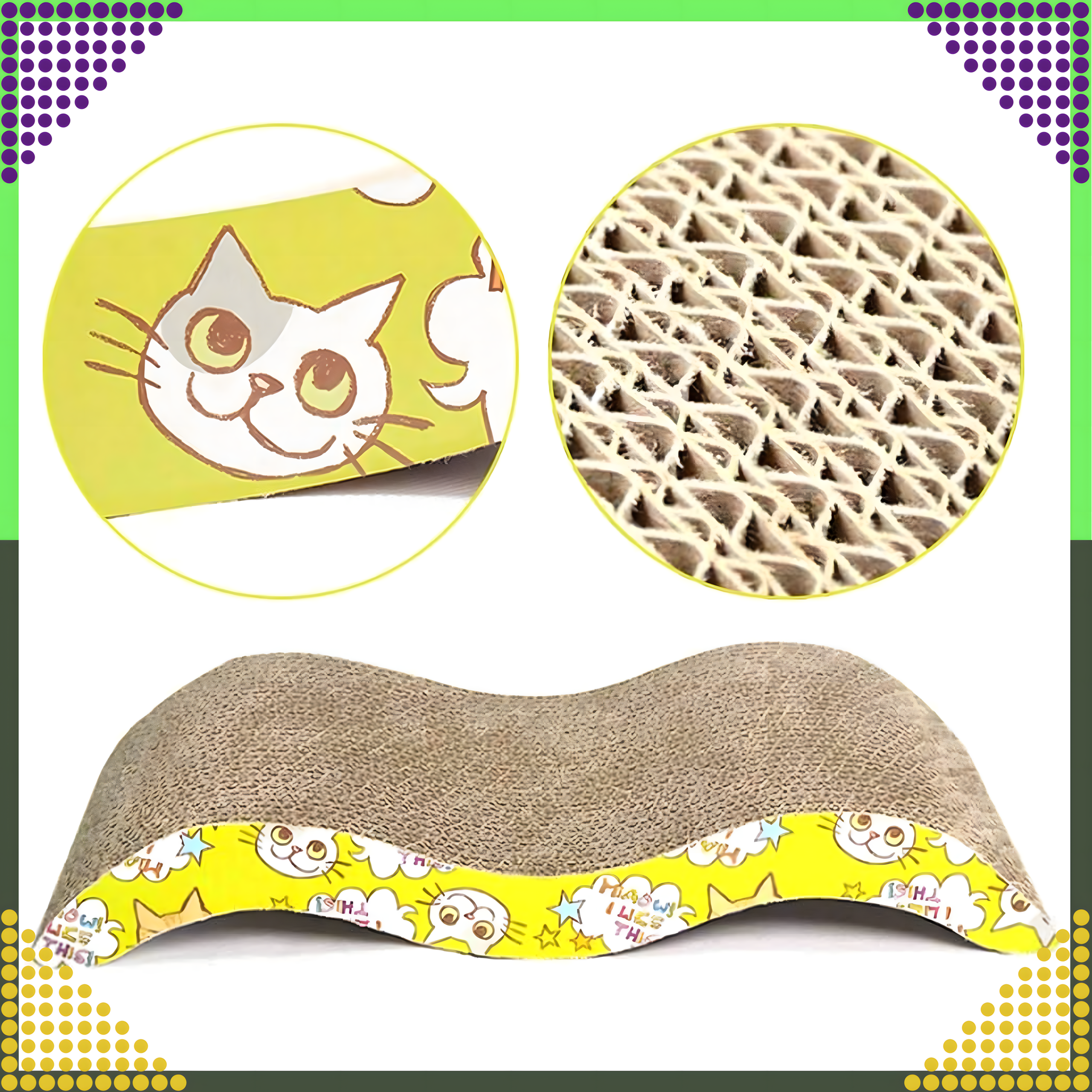 Drapak dla Kota Kartonowy Legowisko Leżak Fala Mata do Drapania Eko Duża - obrazek 3