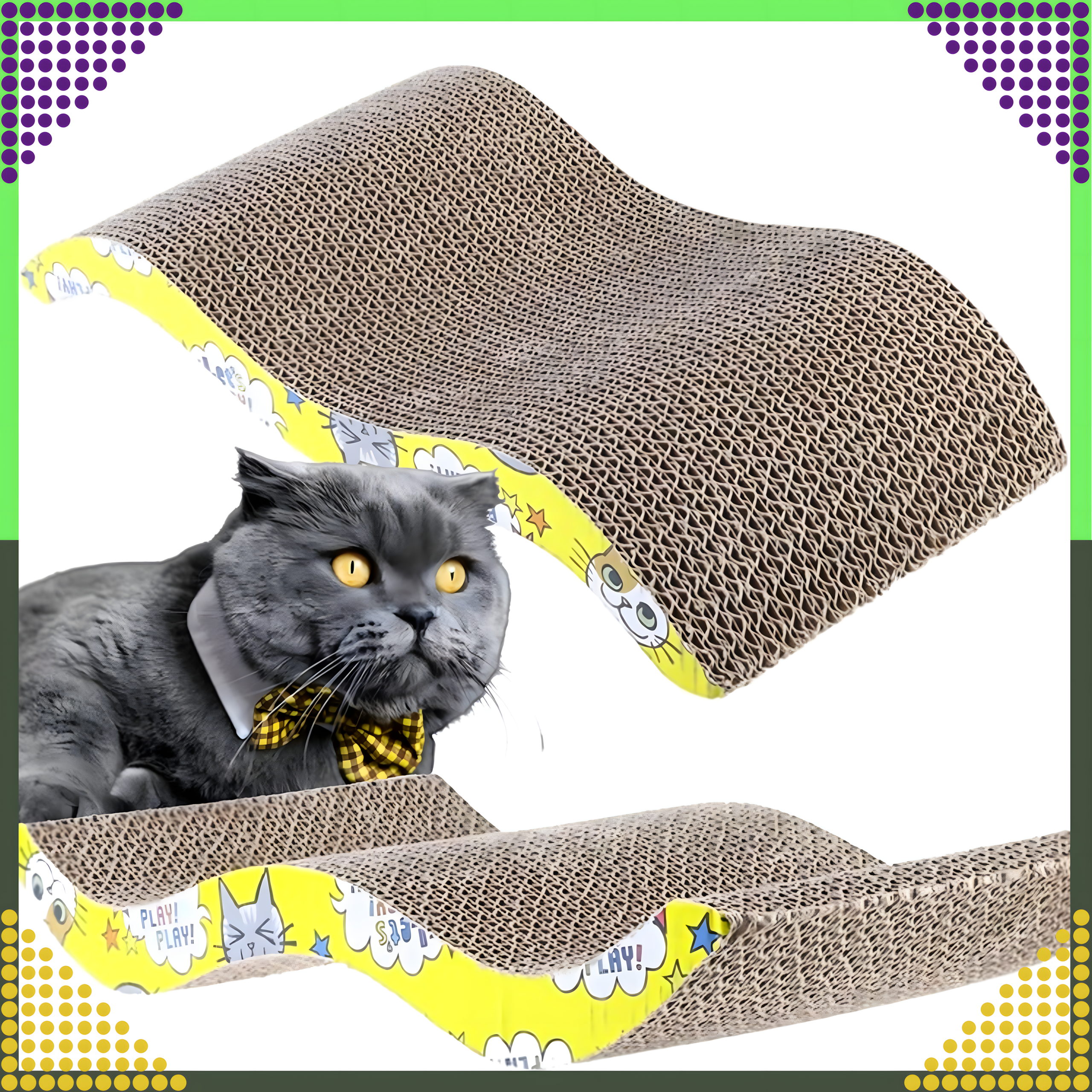 Drapak dla Kota Kartonowy Legowisko Leżak Fala Mata do Drapania Eko Duża