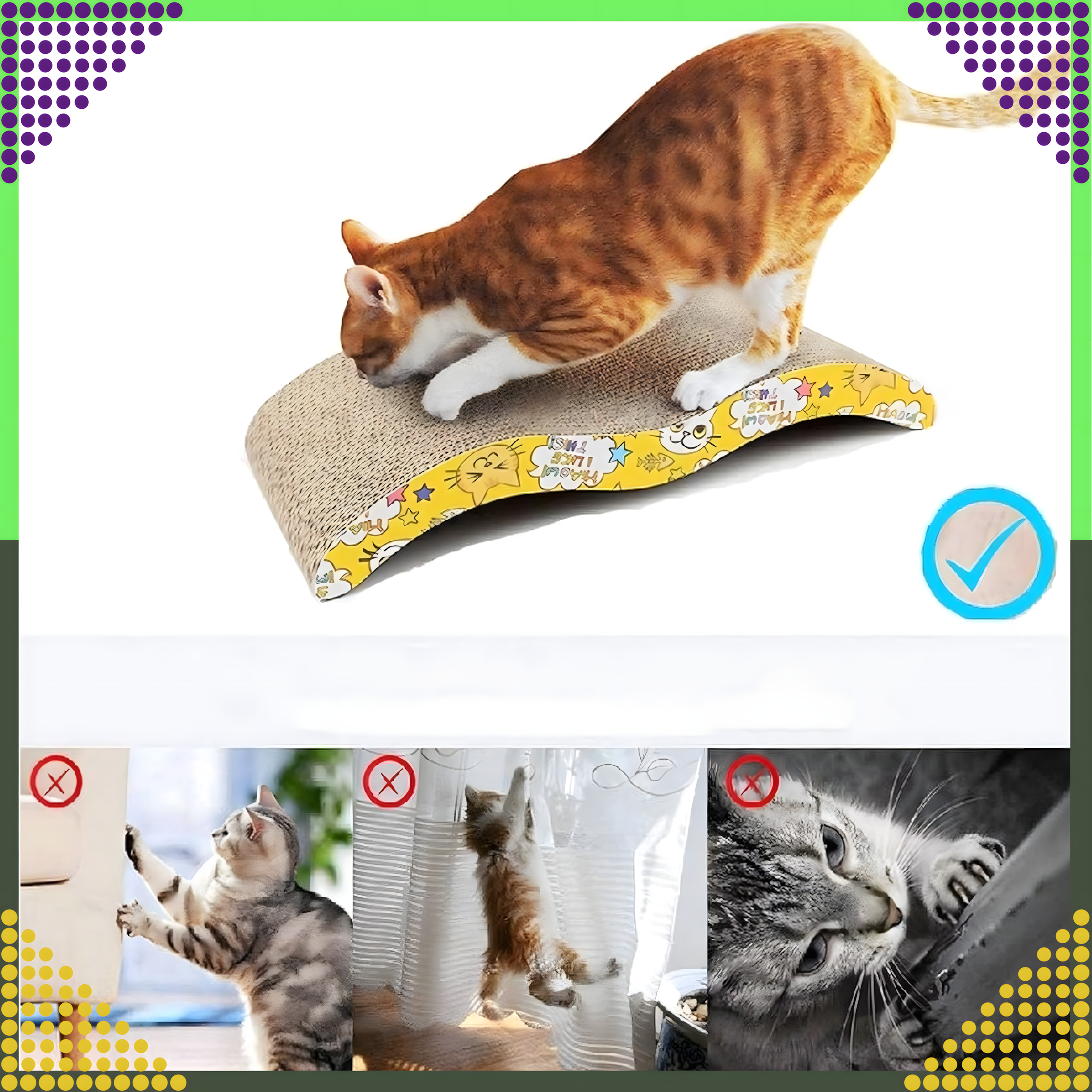 Drapak dla Kota Kartonowy Legowisko Leżak Fala Mata do Drapania Eko Duża - obrazek 3