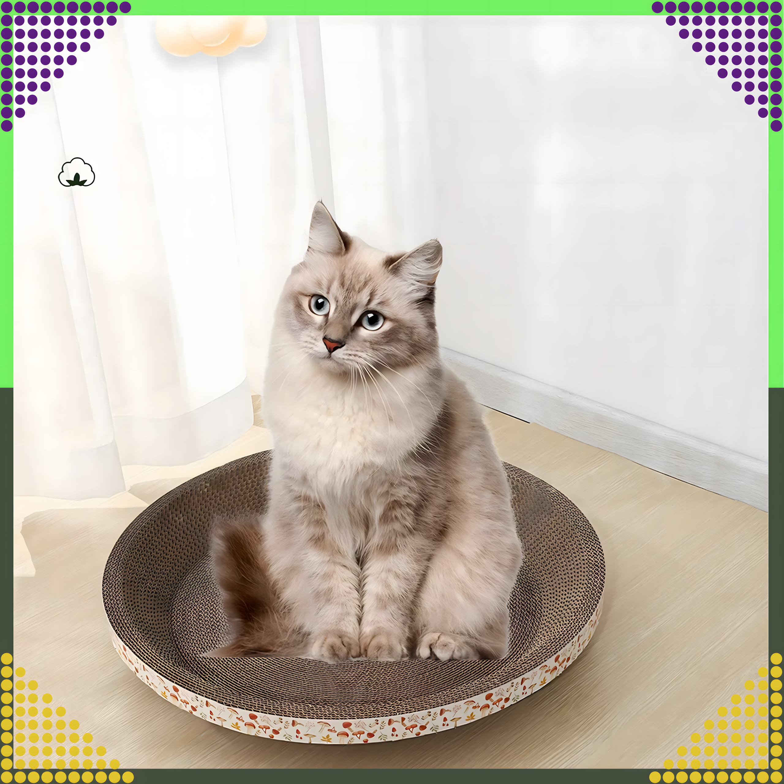 Drapak dla Kota Kartonowy Okrągły Miska Legowisko 50 cm do Drapania - obrazek 4