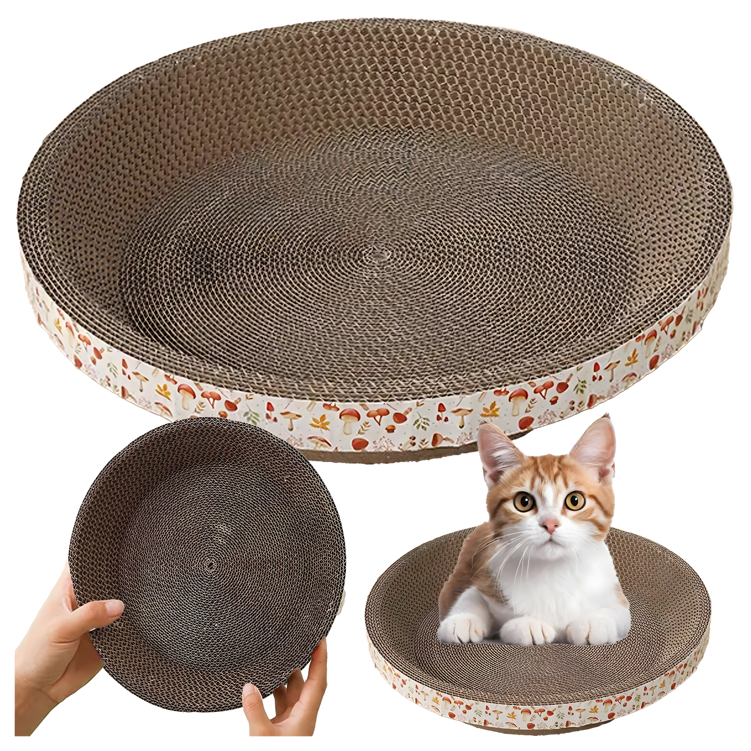 Drapak dla Kota Kartonowy Okrągły Miska Legowisko 50 cm do Drapania - obrazek 8