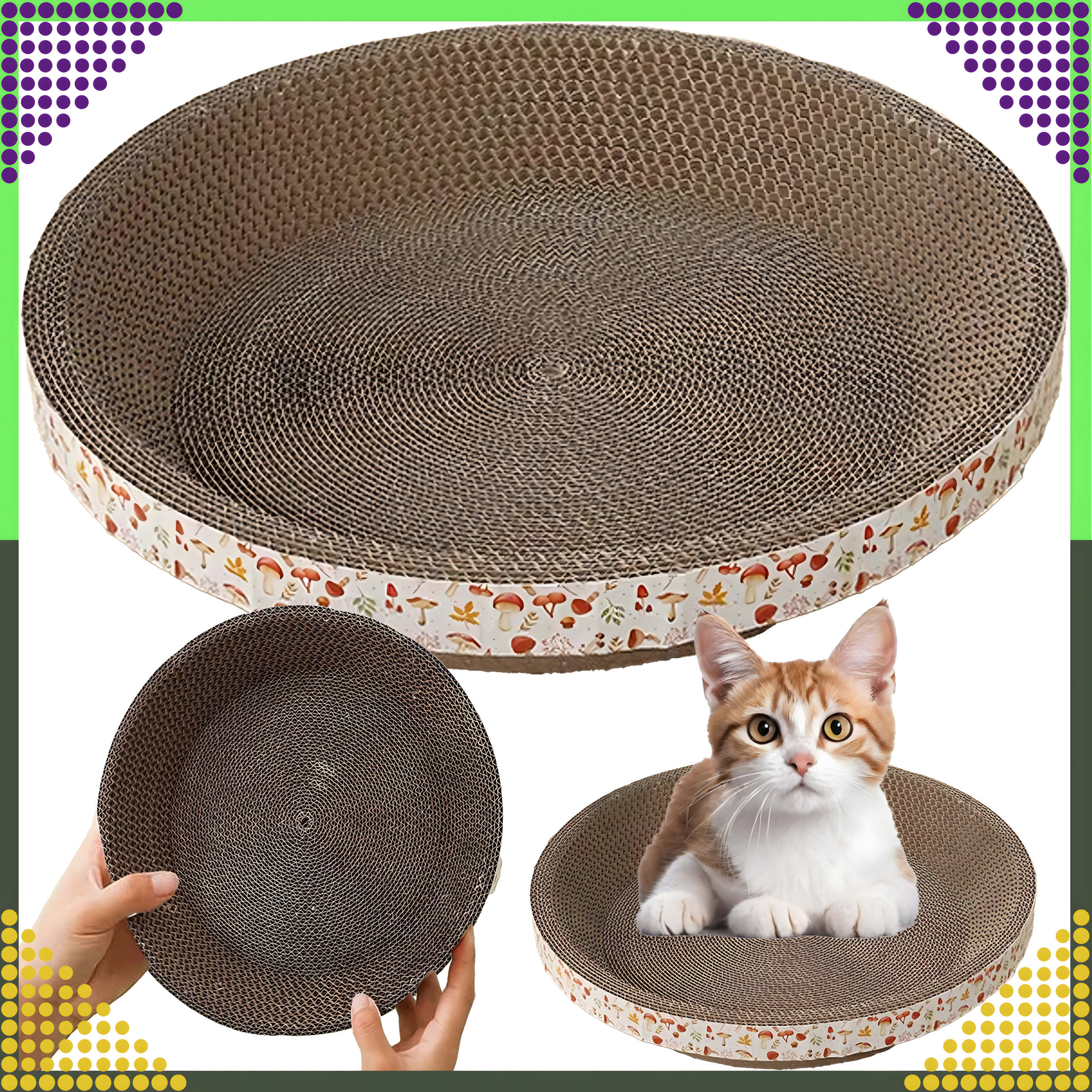 Drapak dla Kota Kartonowy Okrągły Miska Legowisko 50 cm do Drapania - obrazek 9