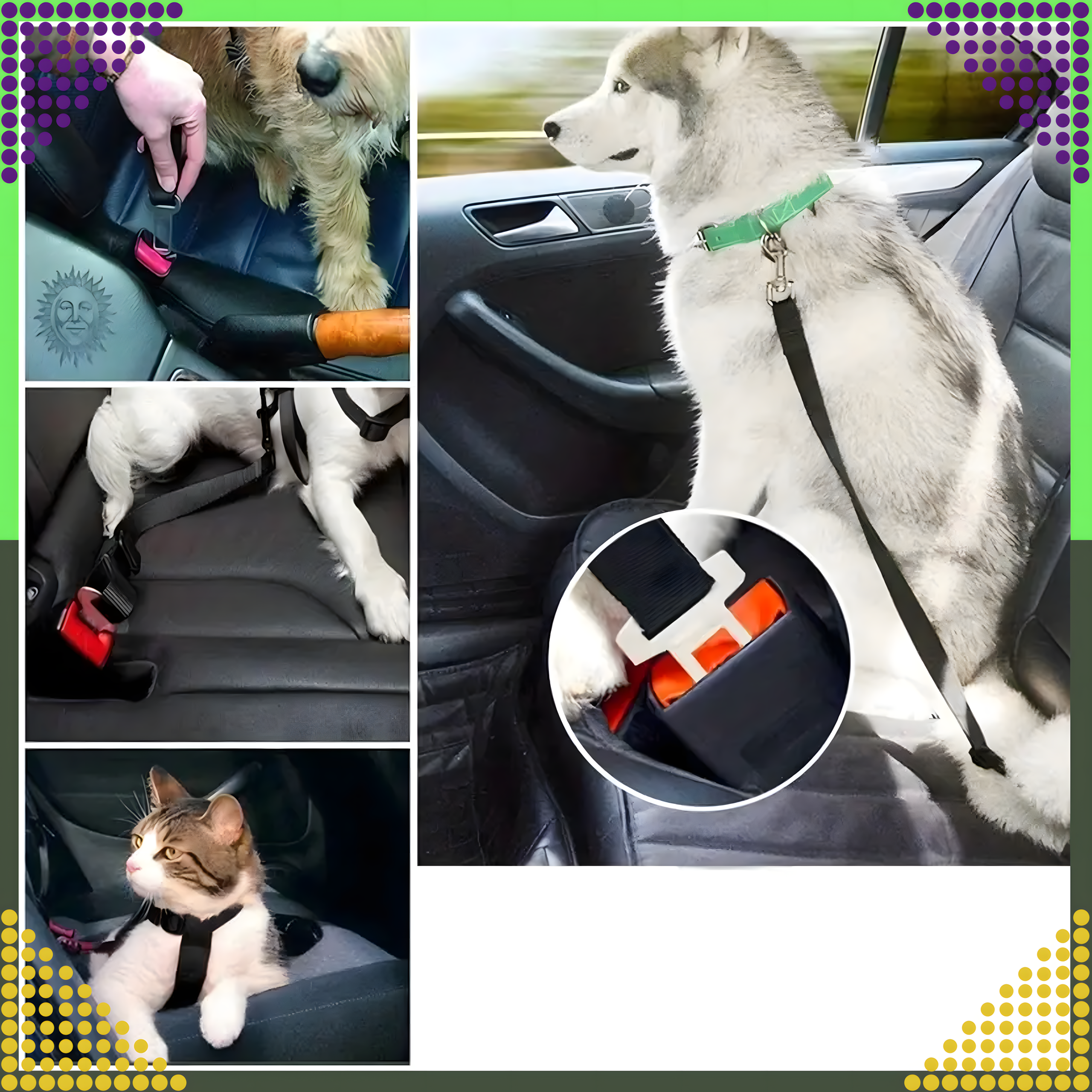 Pas Bezpieczeństwa dla Psa Kota do Samochodu Smycz Regulowana do Auta - obrazek 6