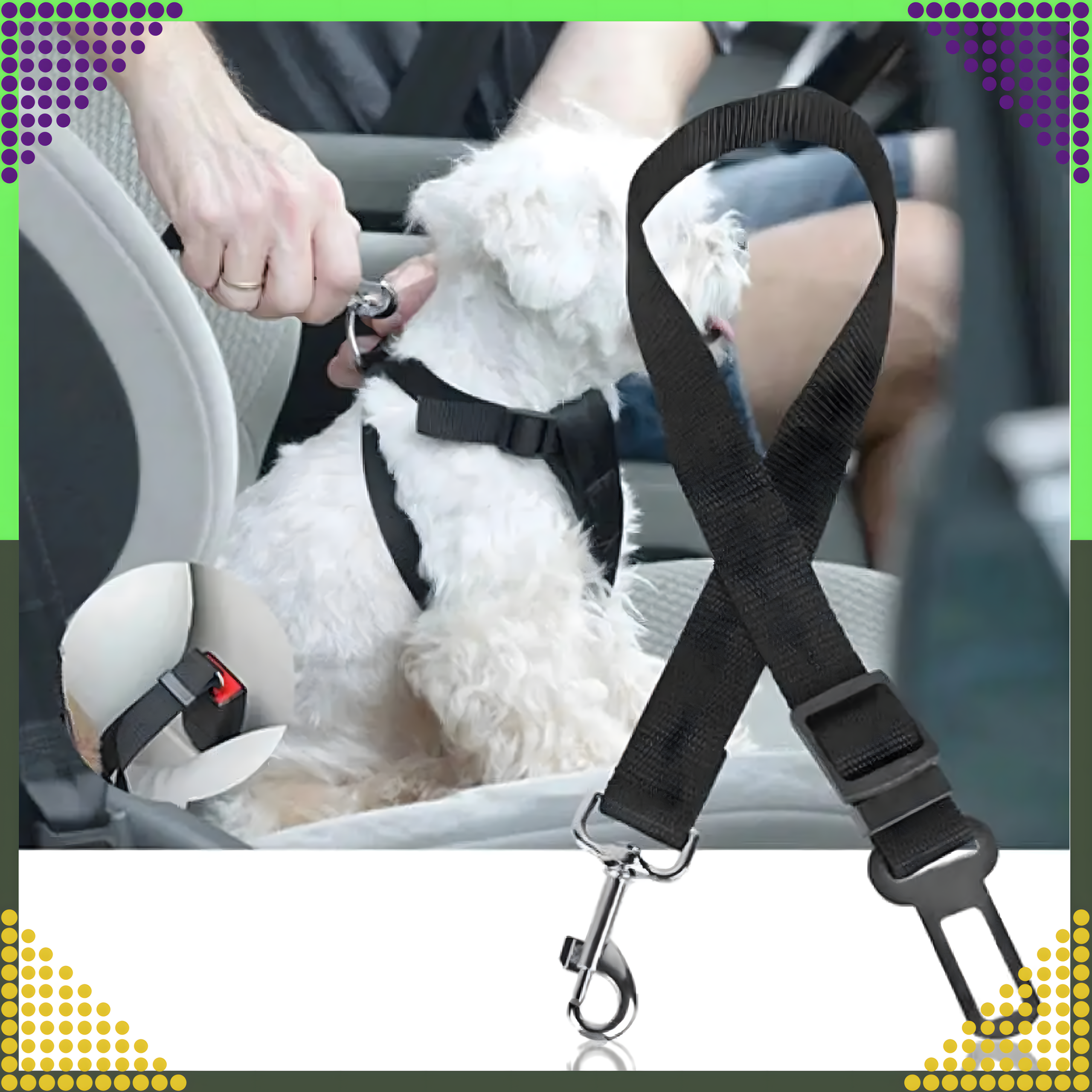 Pas Bezpieczeństwa dla Psa Kota do Samochodu Smycz Regulowana do Auta - obrazek 10