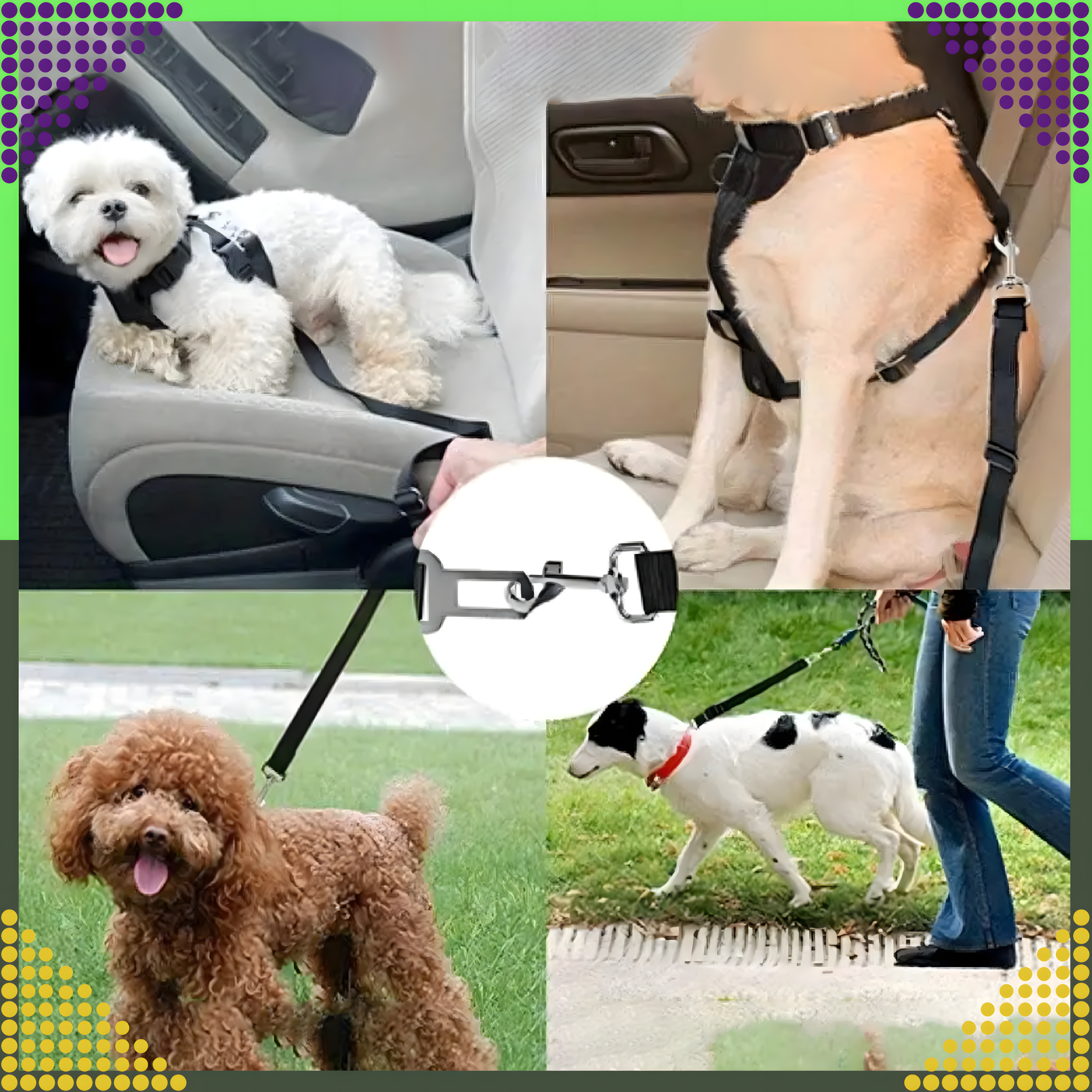 Pas Bezpieczeństwa dla Psa Kota do Samochodu Smycz Regulowana do Auta - obrazek 11