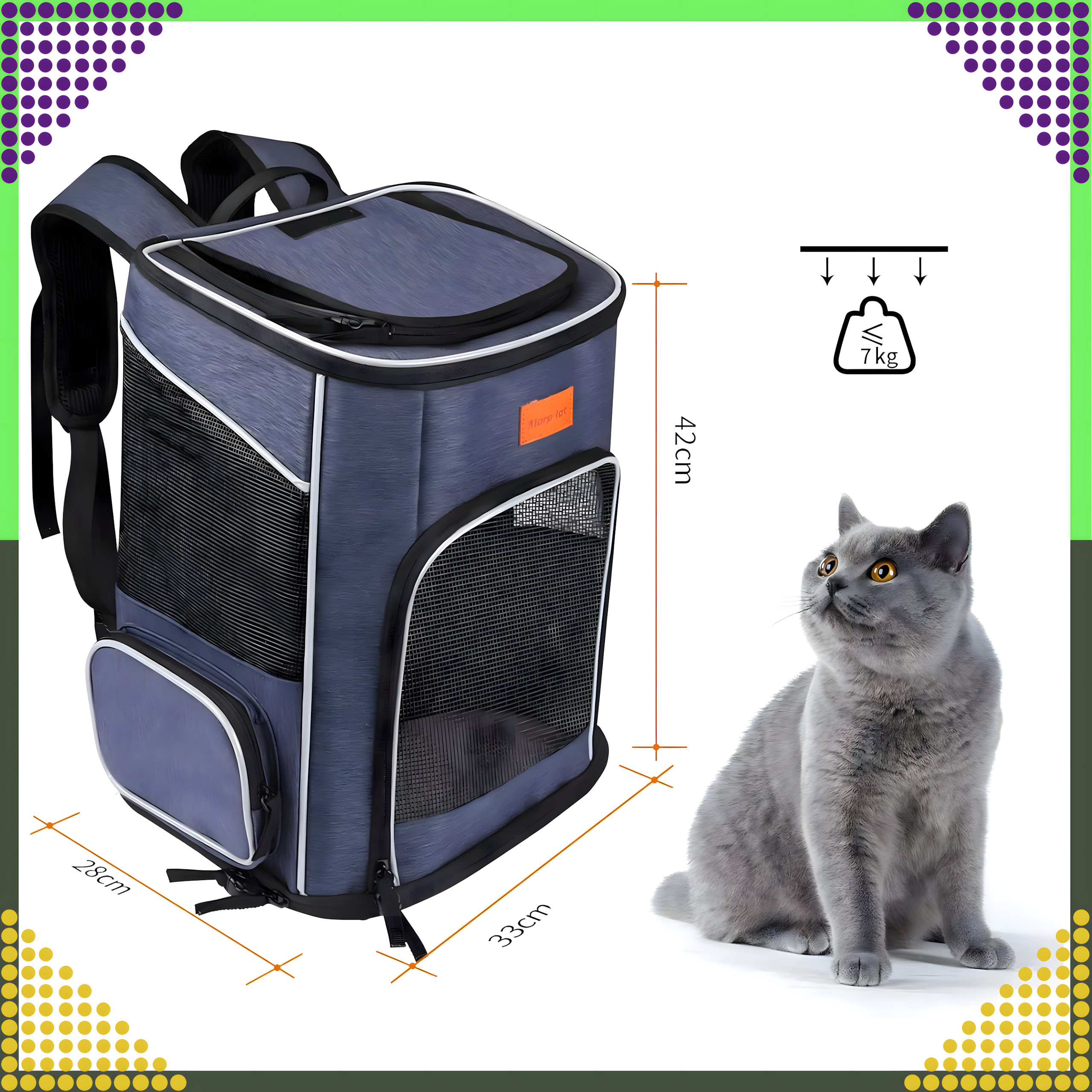 Plecak dla Kota Psa Transporter Wentylowany Torba Kojec dla Zwierząt Duży - obrazek 4