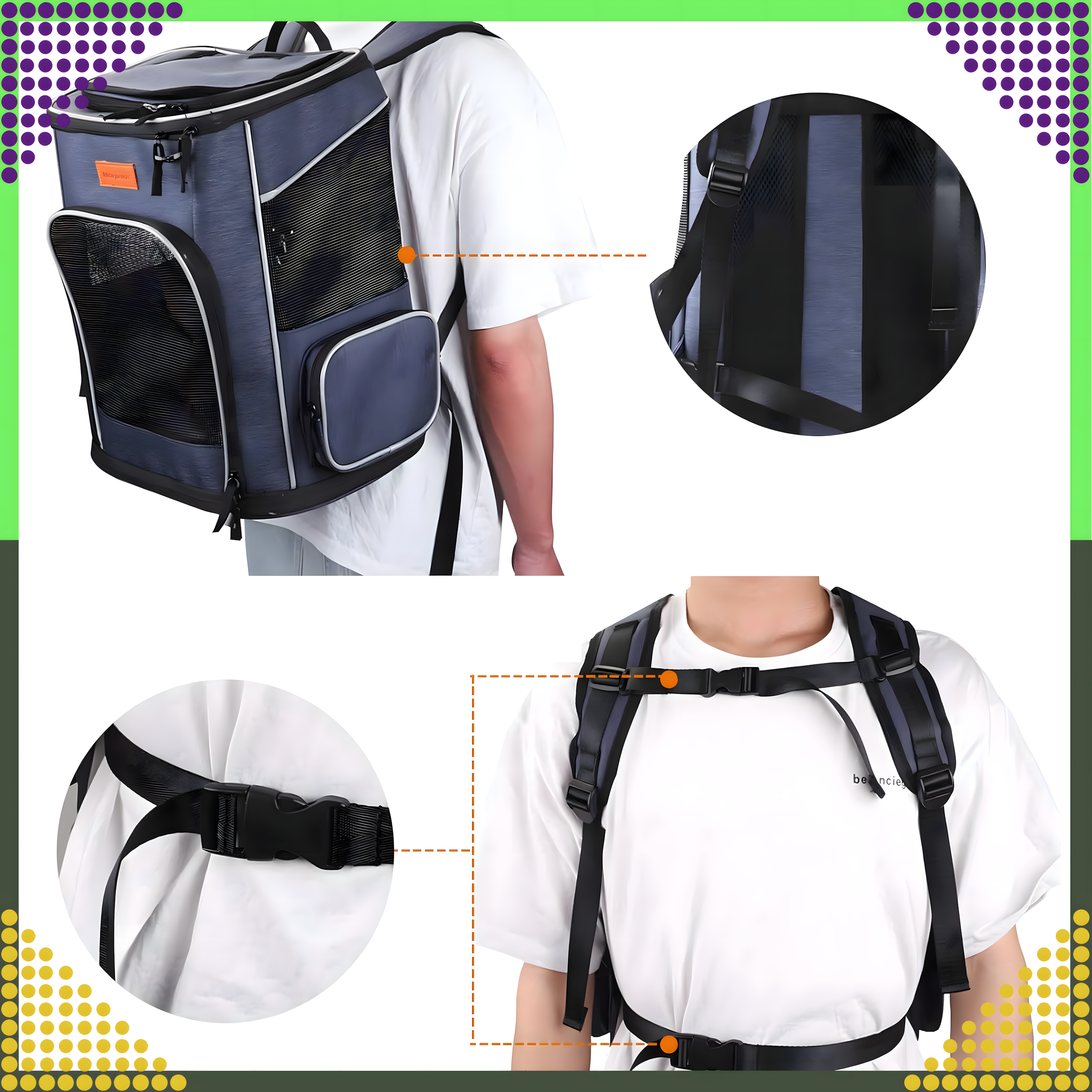 Plecak dla Kota Psa Transporter Wentylowany Torba Kojec dla Zwierząt Duży - obrazek 8