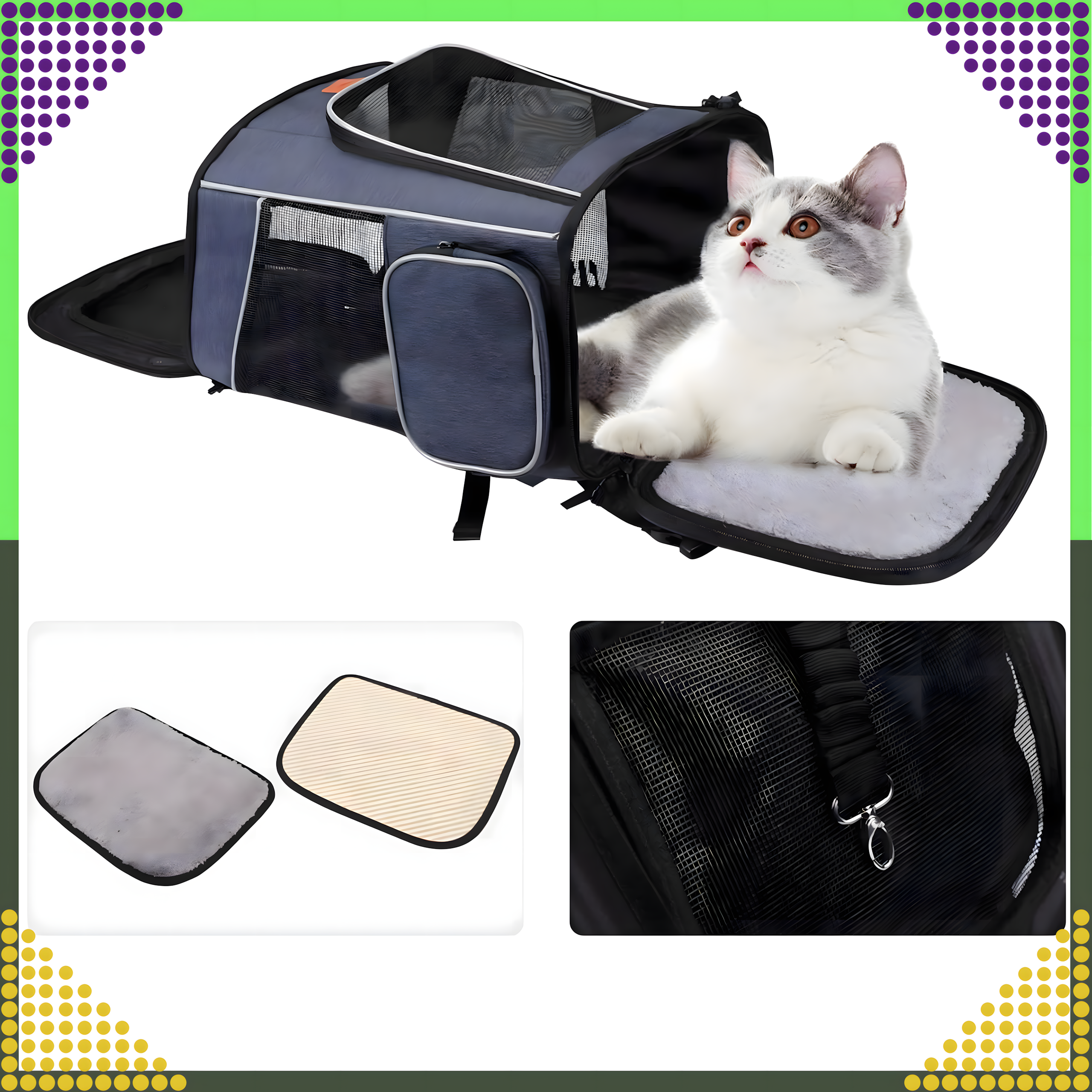 Plecak dla Kota Psa Transporter Wentylowany Torba Kojec dla Zwierząt Duży - obrazek 9
