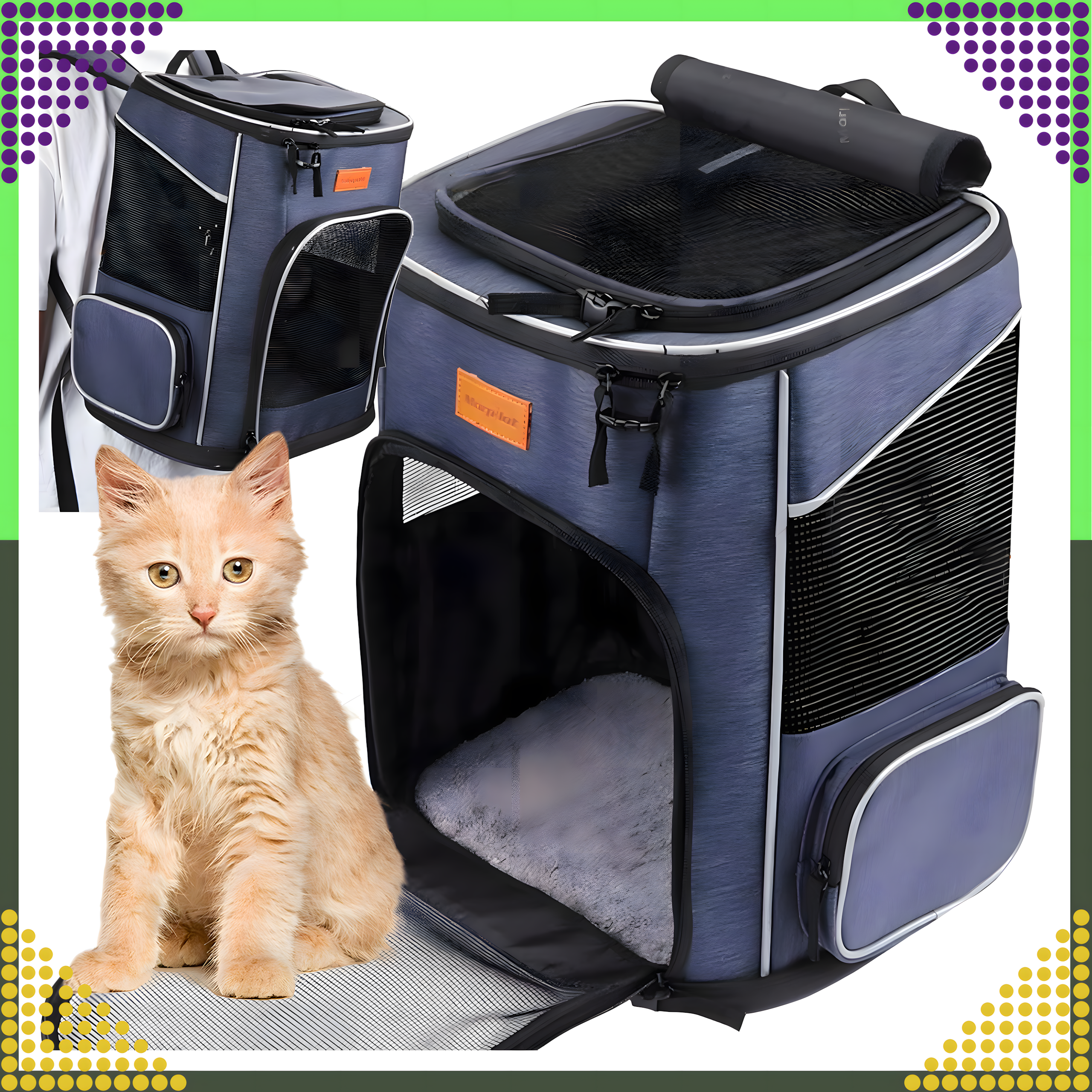 Plecak dla Kota Psa Transporter Wentylowany Torba Kojec dla Zwierząt Duży - obrazek 11