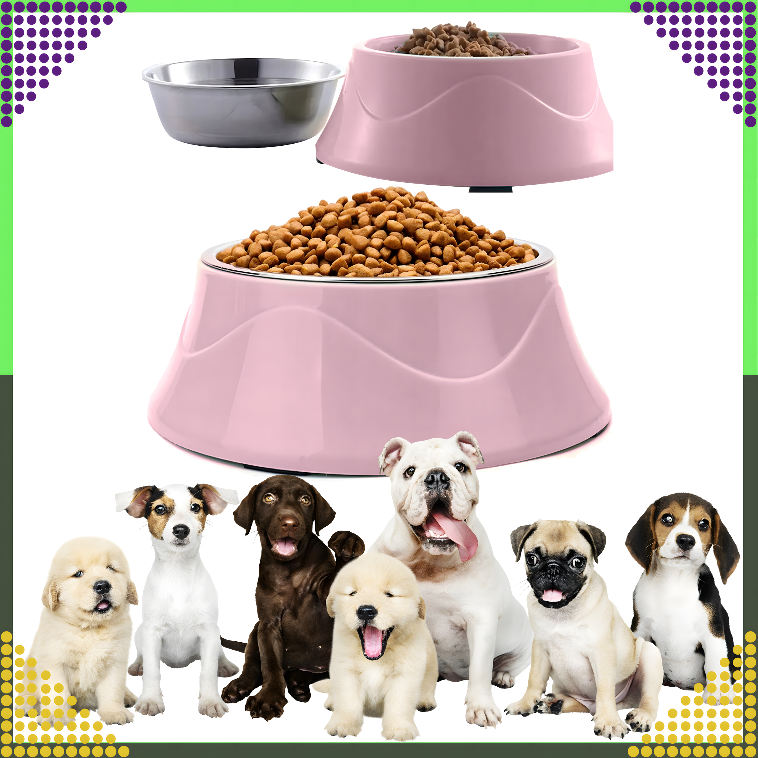 Podwójna Miska dla Psa Kota Metalowa 2w1 na Karmę Suchą Mokrą i Wodę - obrazek 3