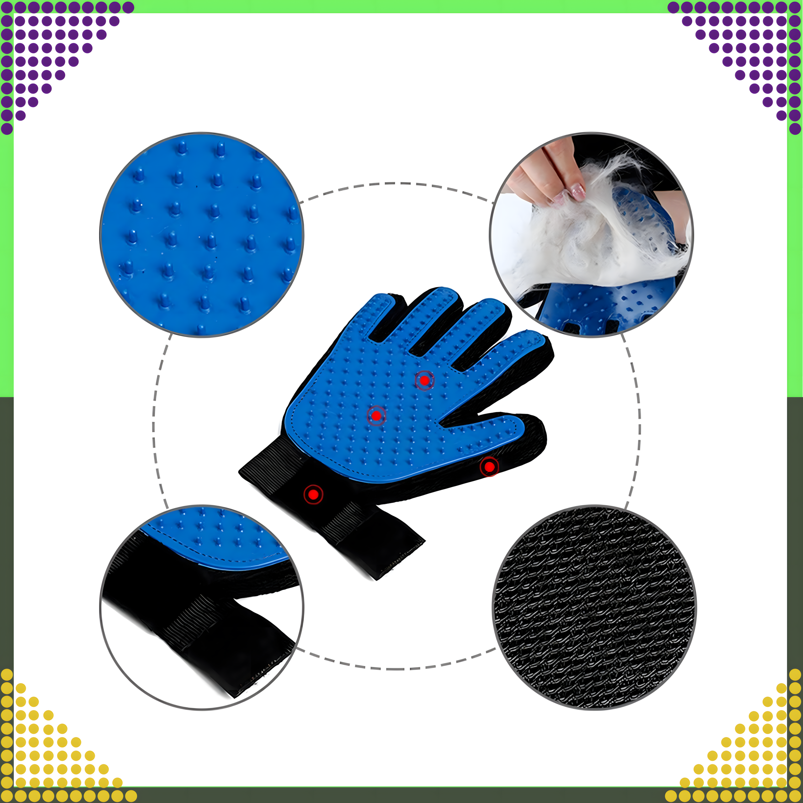 Rękawiczka Szczotka do Wyczesywania Sierści Drapania Mycia Masażu Psa Kota - obrazek 3