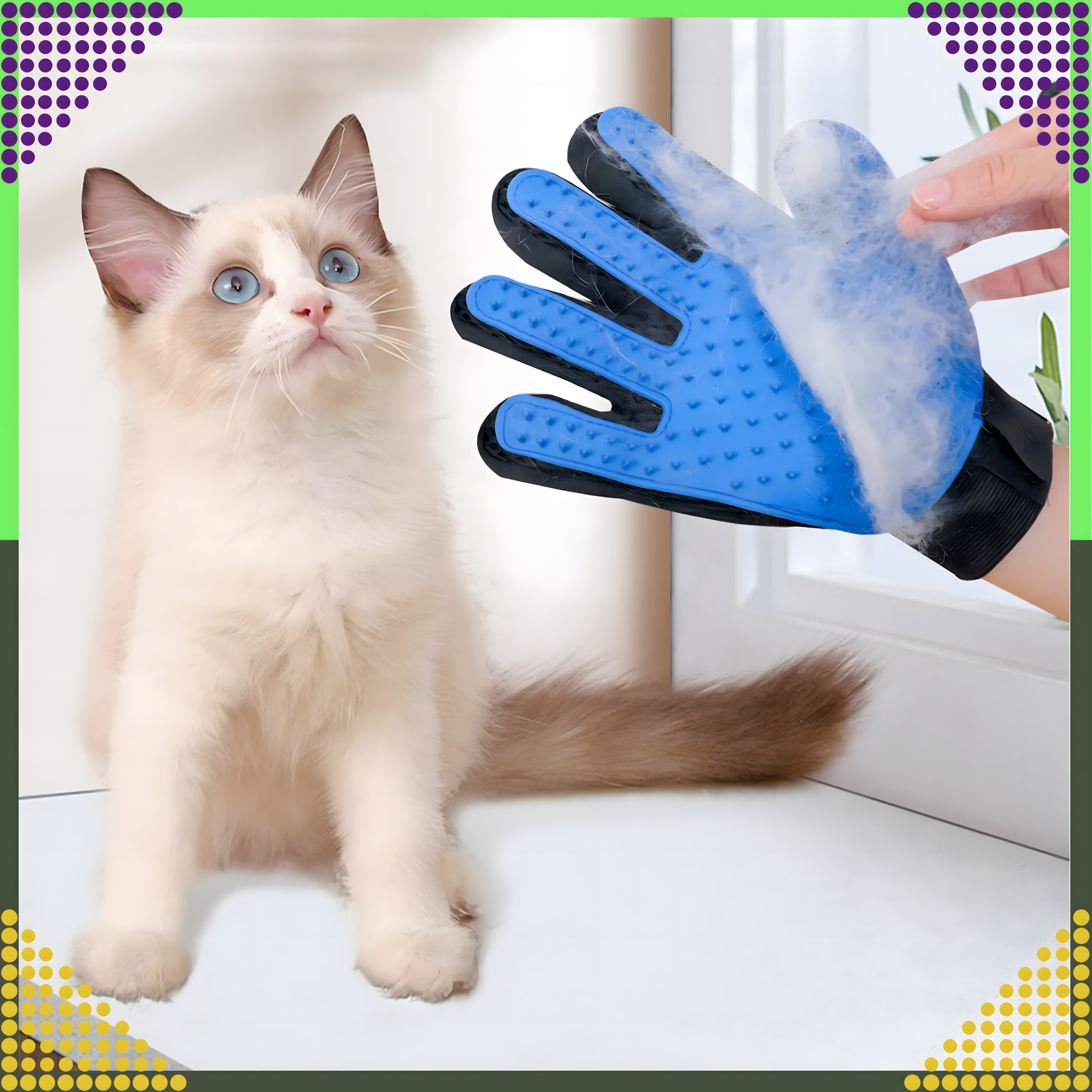 Rękawiczka Szczotka do Wyczesywania Sierści Drapania Mycia Masażu Psa Kota - obrazek 8