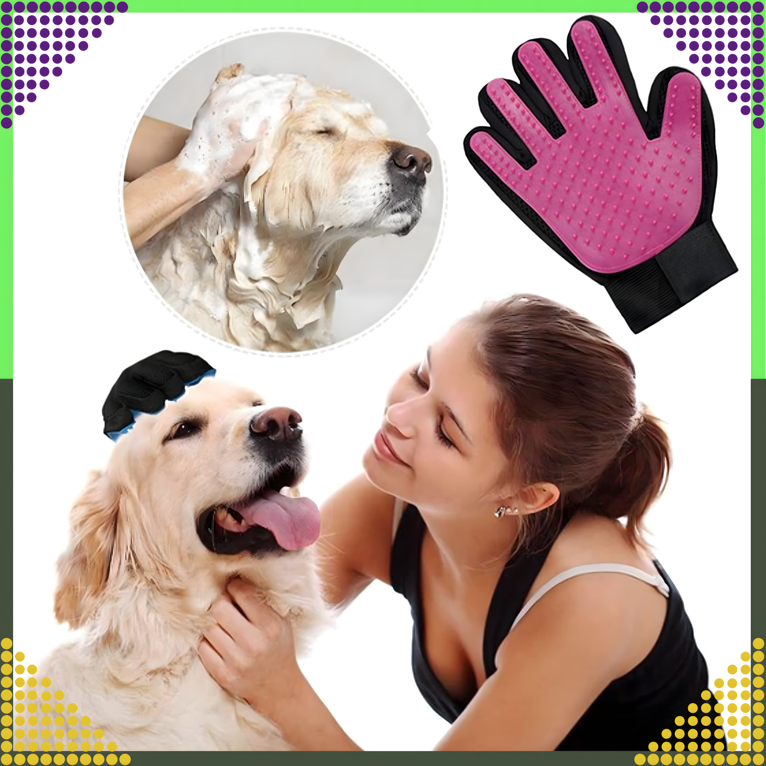 Rękawiczka Szczotka do Wyczesywania Sierści Drapania Mycia Masażu Psa Kota - obrazek 9