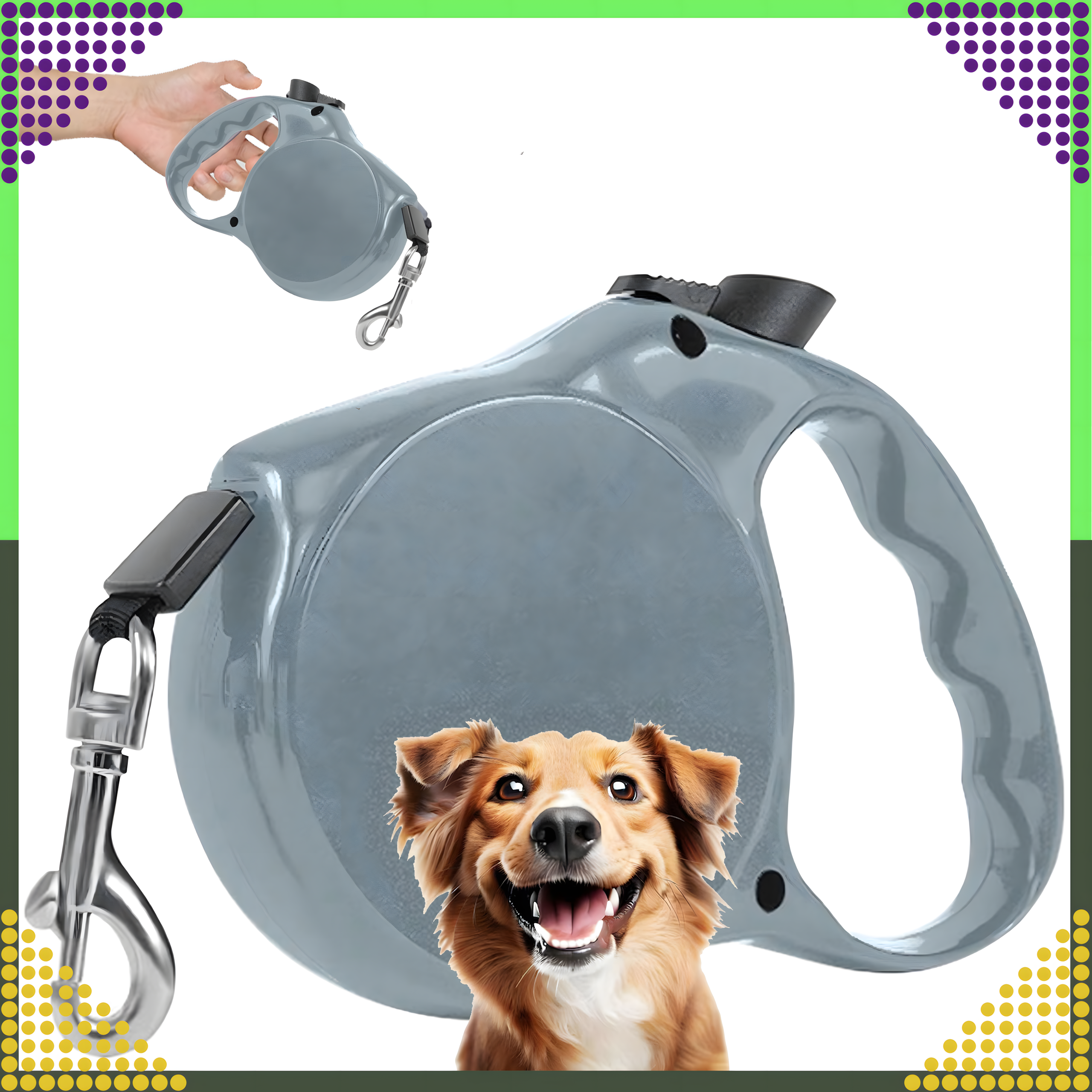 Smycz Taśma Mocna Lekka Zwijana dla Psa Kota Długa Blokada Automatyczna 5m - obrazek 7