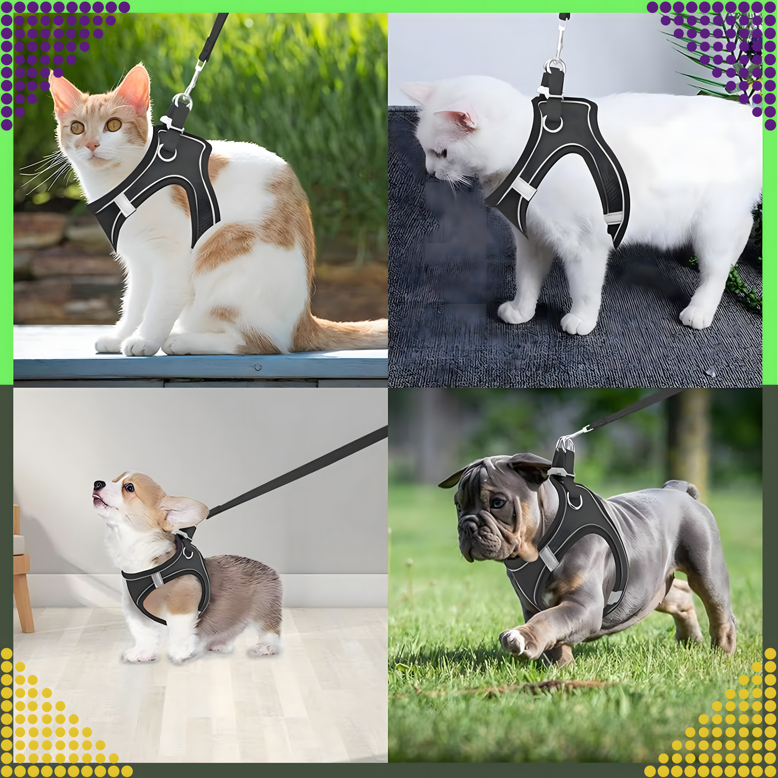 Mocne Szelki Bezuciskowe Smycz dla Małego Psa Kota Wytrzymałe Roz. M - obrazek 11
