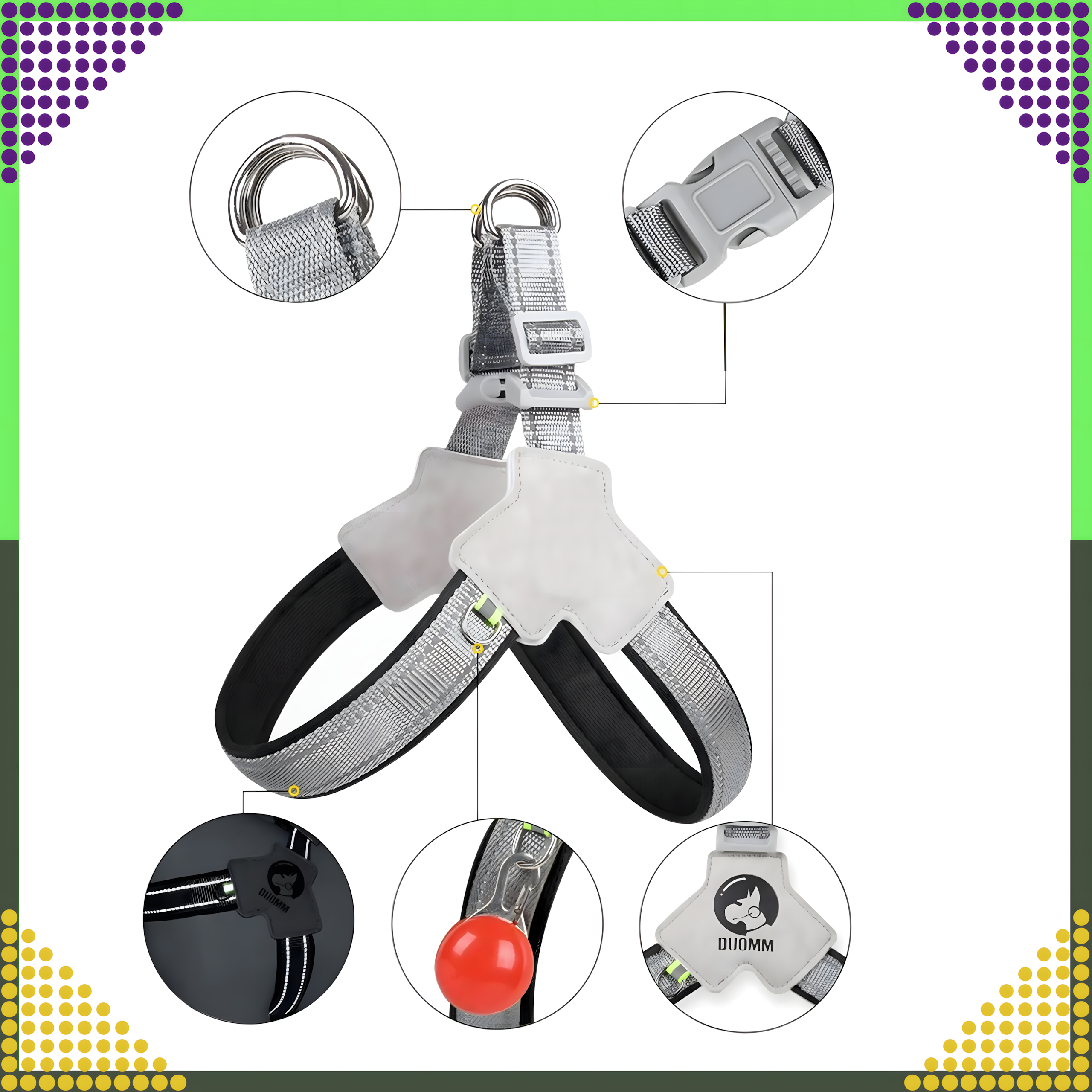 Mocne Szelki Bezuciskowe Smycz dla Małego Psa Kota Wytrzymałem Roz. L - obrazek 8