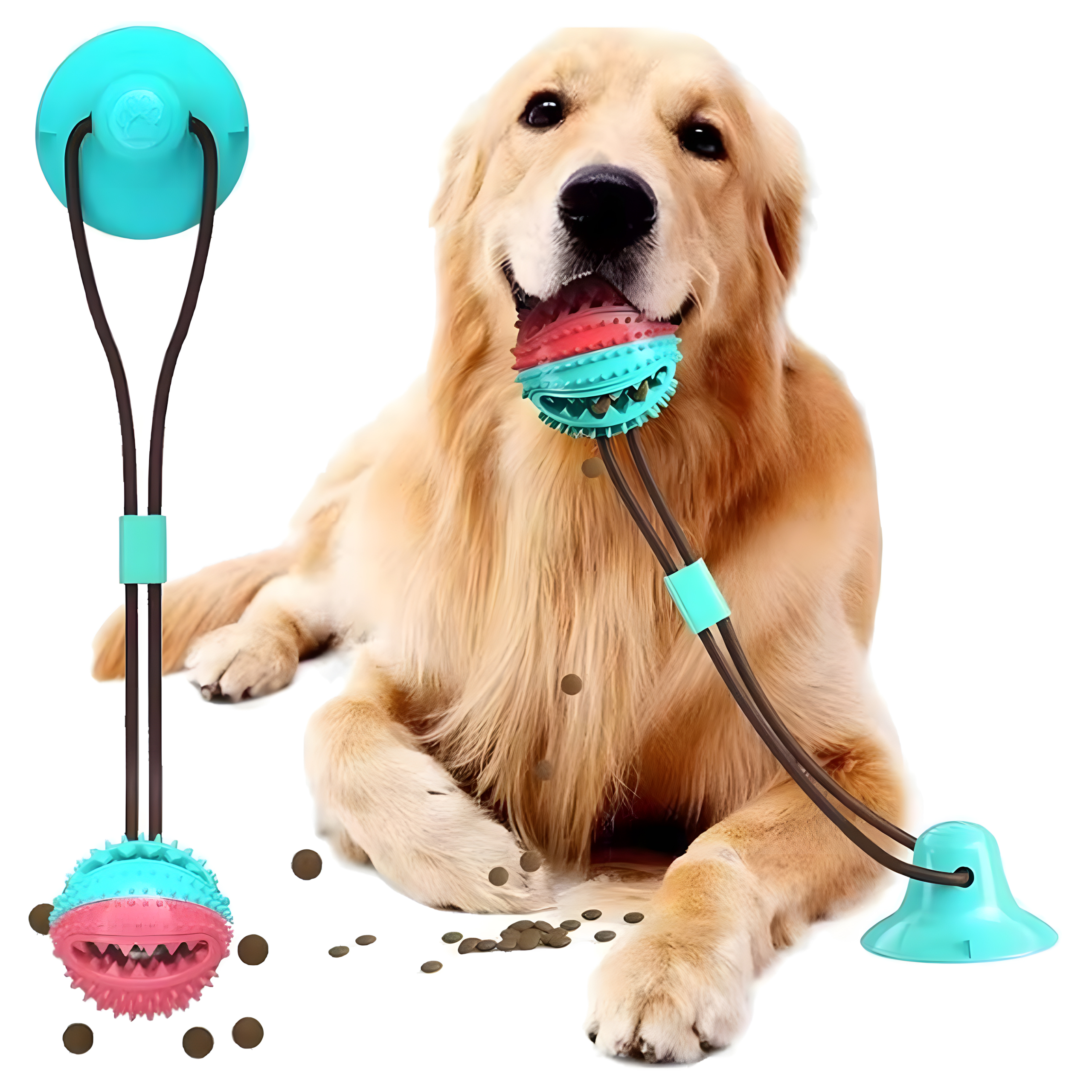 ZABAWKA NA PRZYSMAK KARMĘ INTERAKTYWNA DLA PSA PIŁKA Z PRZYSSAWKĄ GRYZAK