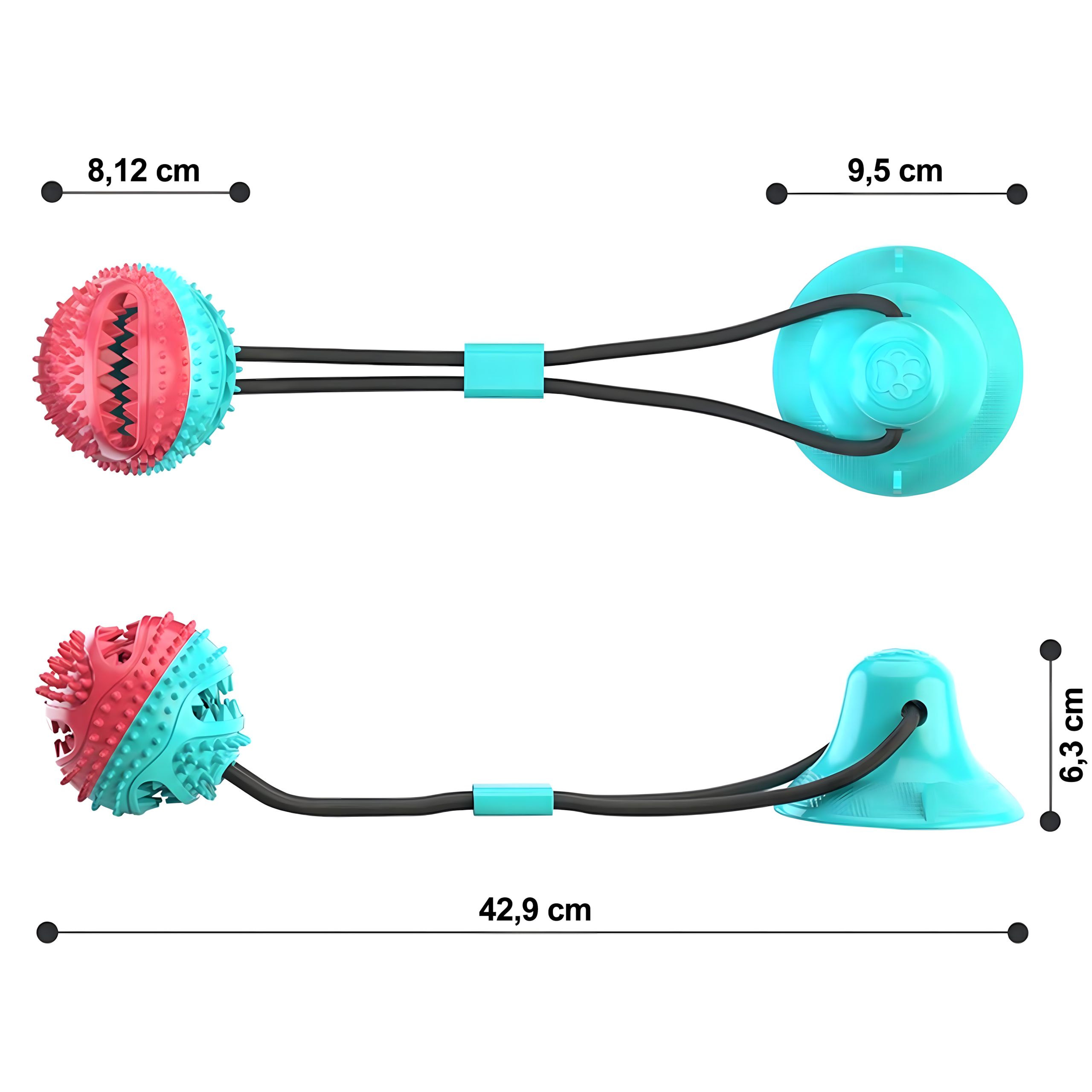 ZABAWKA NA PRZYSMAK KARMĘ INTERAKTYWNA DLA PSA PIŁKA Z PRZYSSAWKĄ GRYZAK - obrazek 10