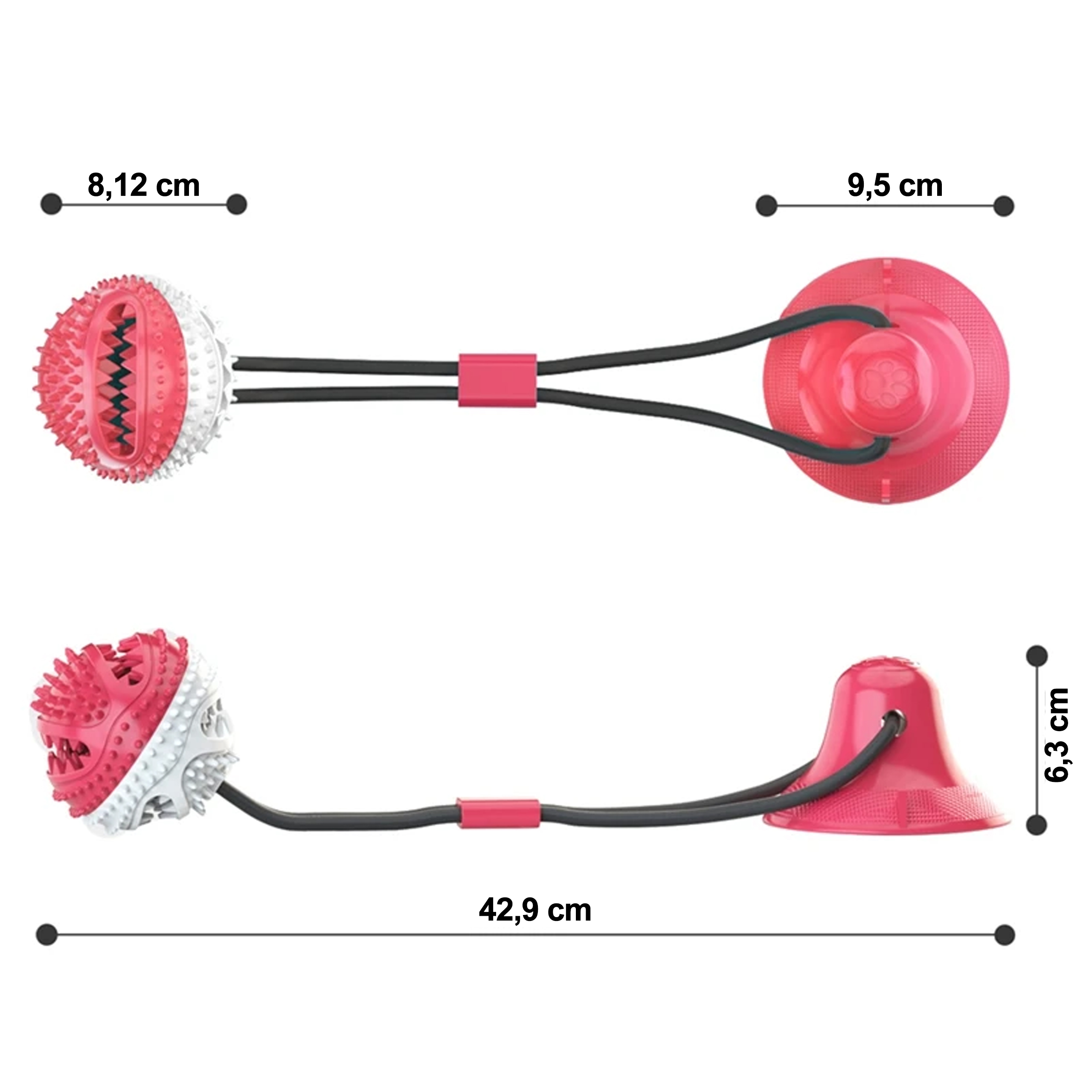 ZABAWKA NA PRZYSMAK KARMĘ INTERAKTYWNA DLA PSA PIŁKA Z PRZYSSAWKĄ GRYZAK - obrazek 5