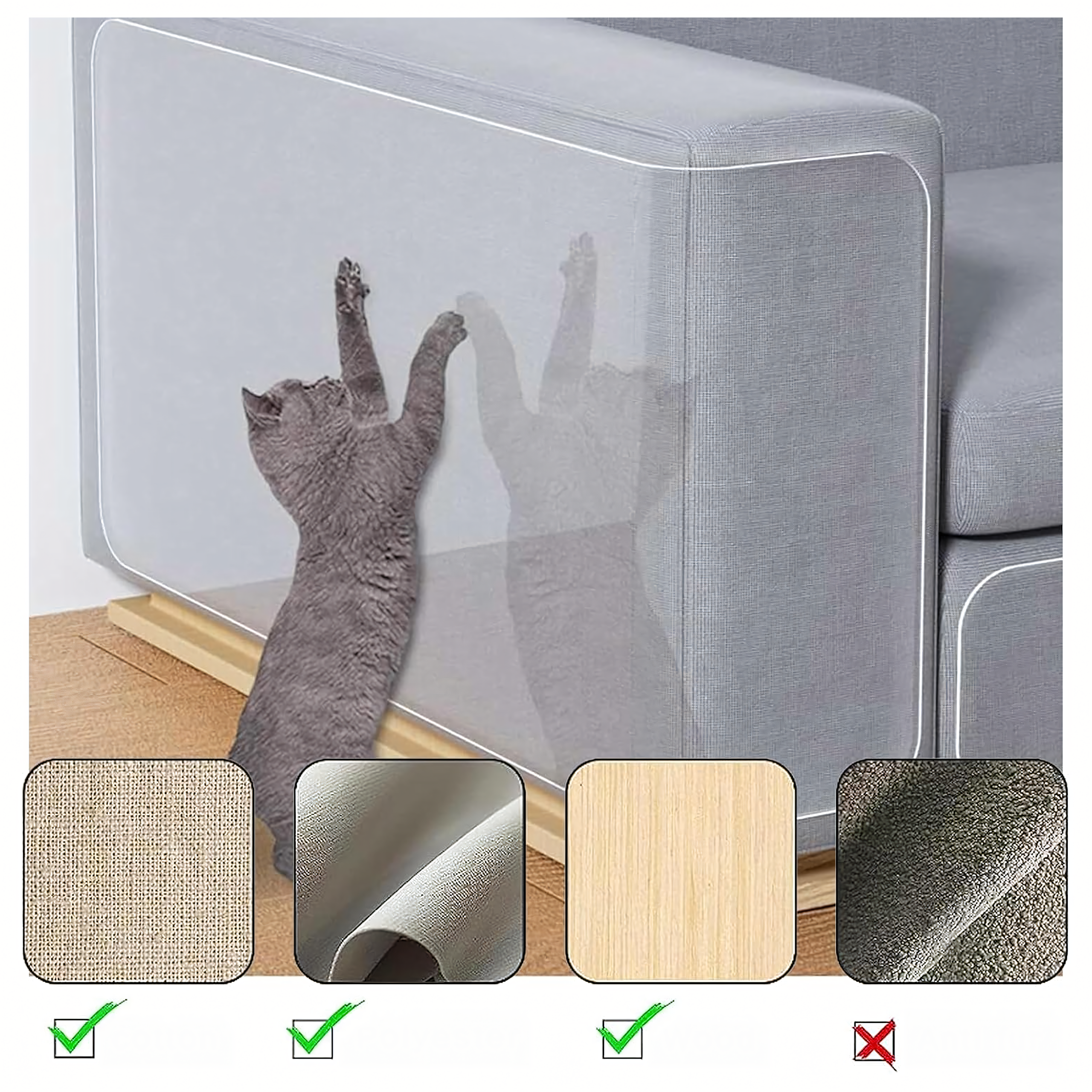 Folia Ochronna Zabezpieczająca na Meble Drzwi Drapak dla Kota 5 szt 45x15cm - obrazek 3