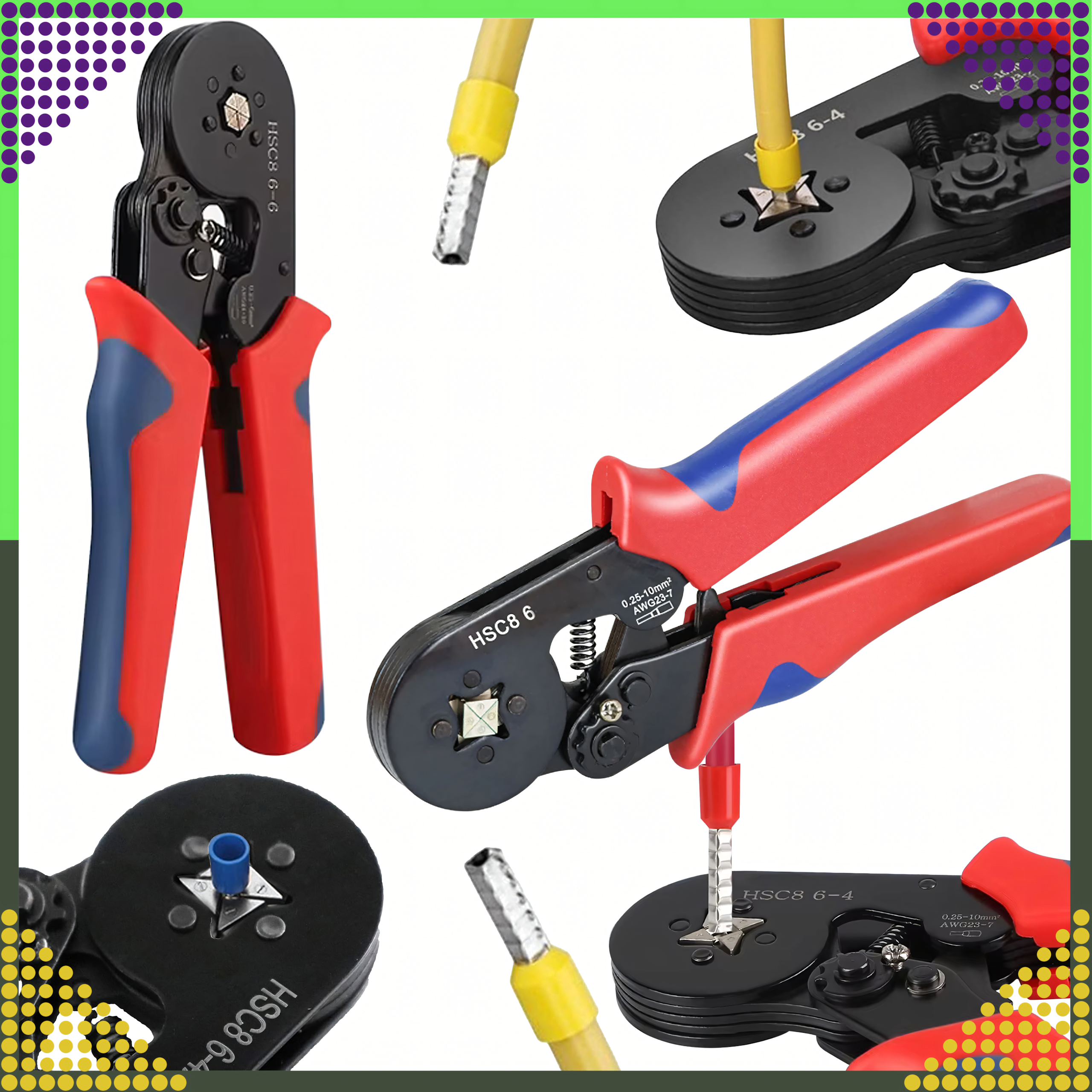 Praska Zaciskarka do Tulejek Konektorów Końcówek Kabli Przewodów 0.25-10mm - obrazek 5