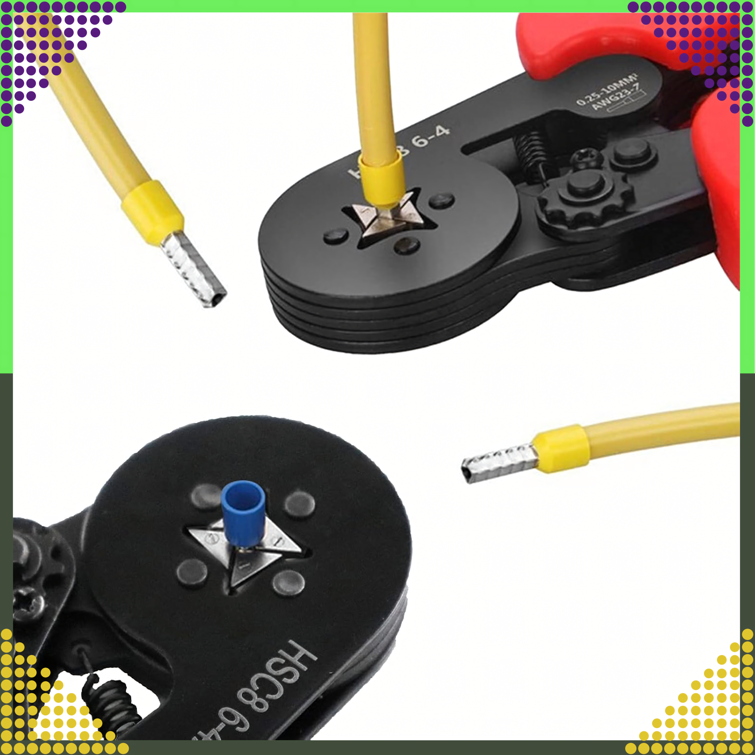 Praska Zaciskarka do Tulejek Konektorów Końcówek Kabli Przewodów 0.25-10mm - obrazek 7