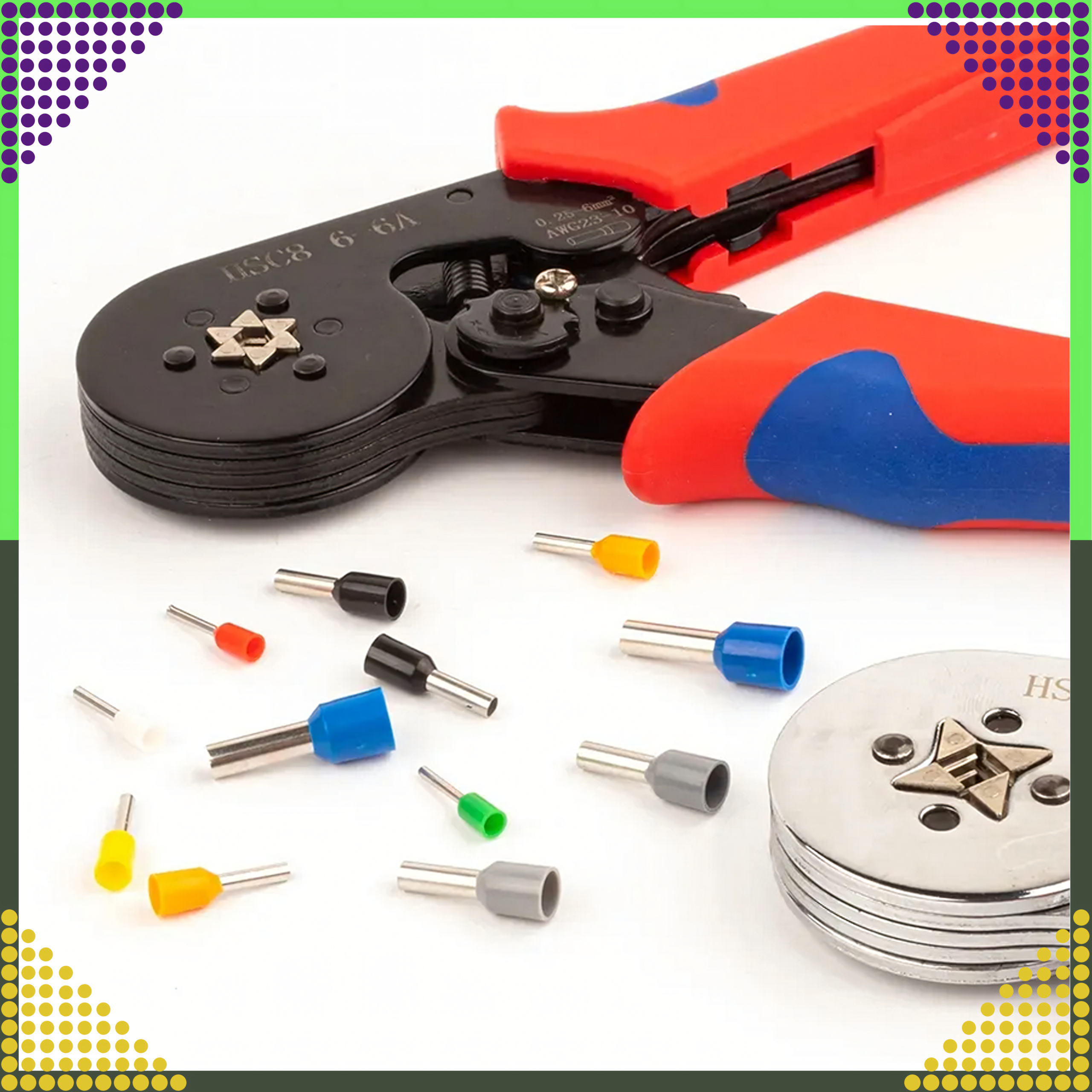 Praska Zaciskarka do Tulejek Konektorów Końcówek Kabli Przewodów 0.25-10mm - obrazek 11