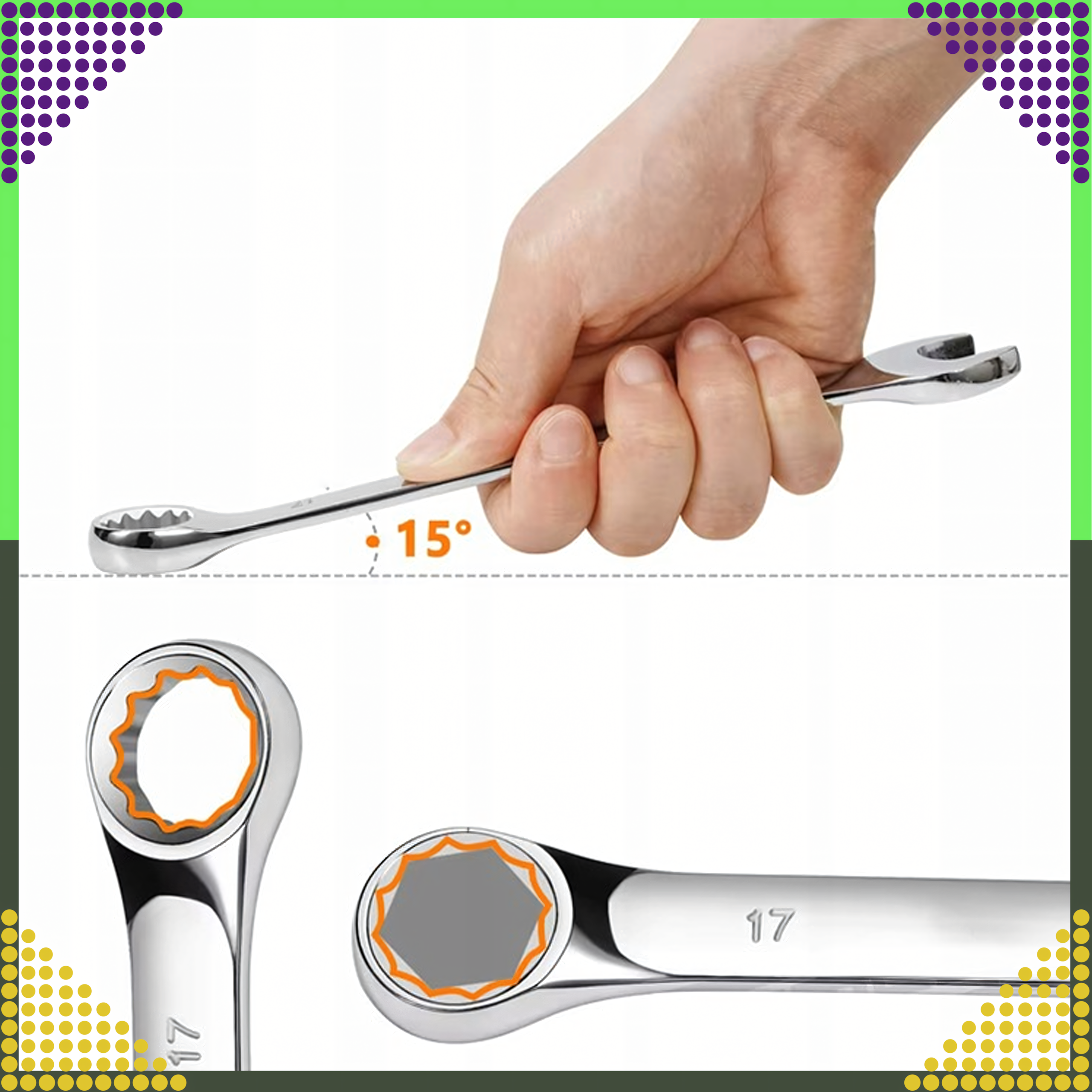 Zestaw Kluczy Płasko-Oczkowych 8 el. Klucze Płaskie Oczkowe Etui 8-22 mm - obrazek 8