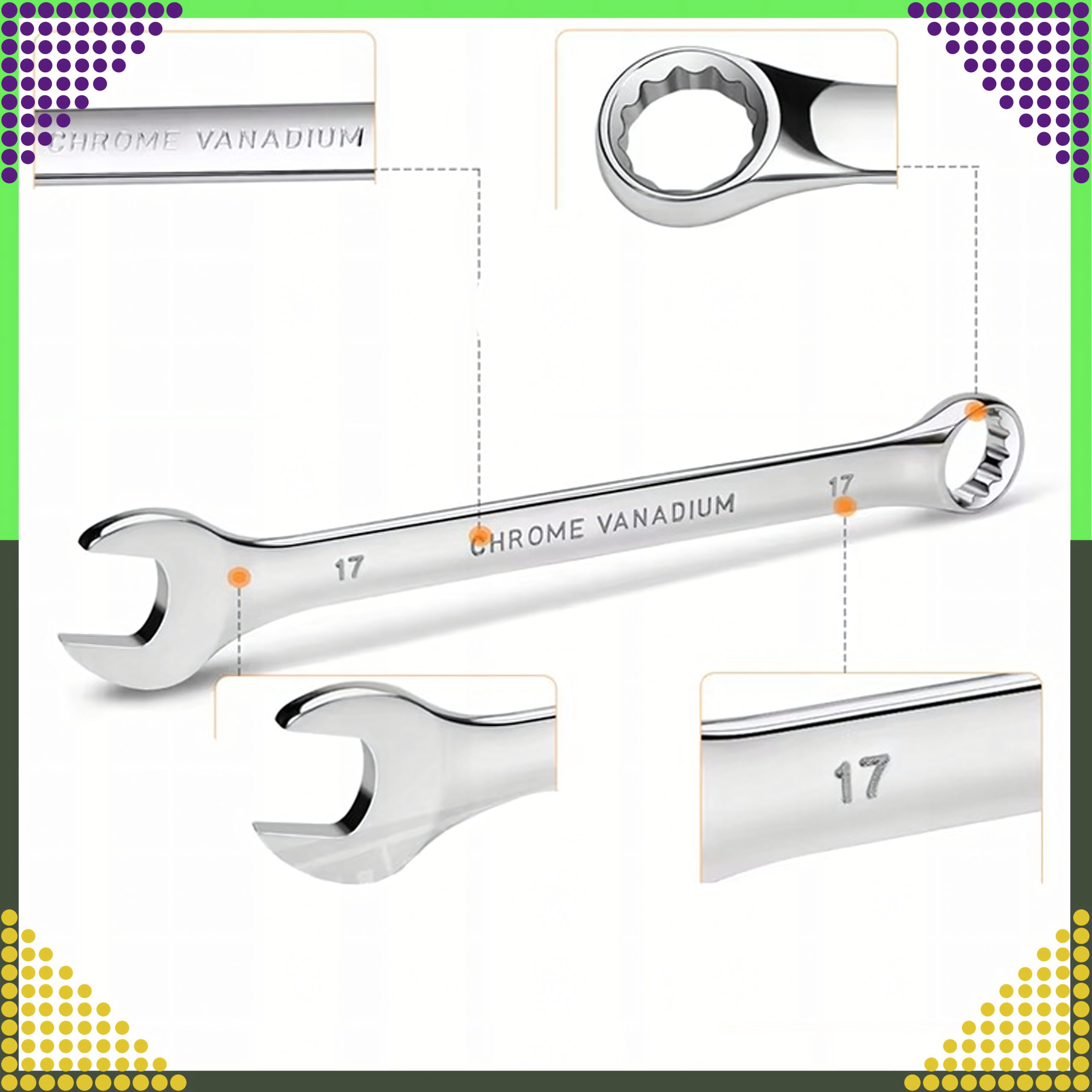 Zestaw Kluczy Płasko-Oczkowych 8 el. Klucze Płaskie Oczkowe Etui 8-22 mm - obrazek 9