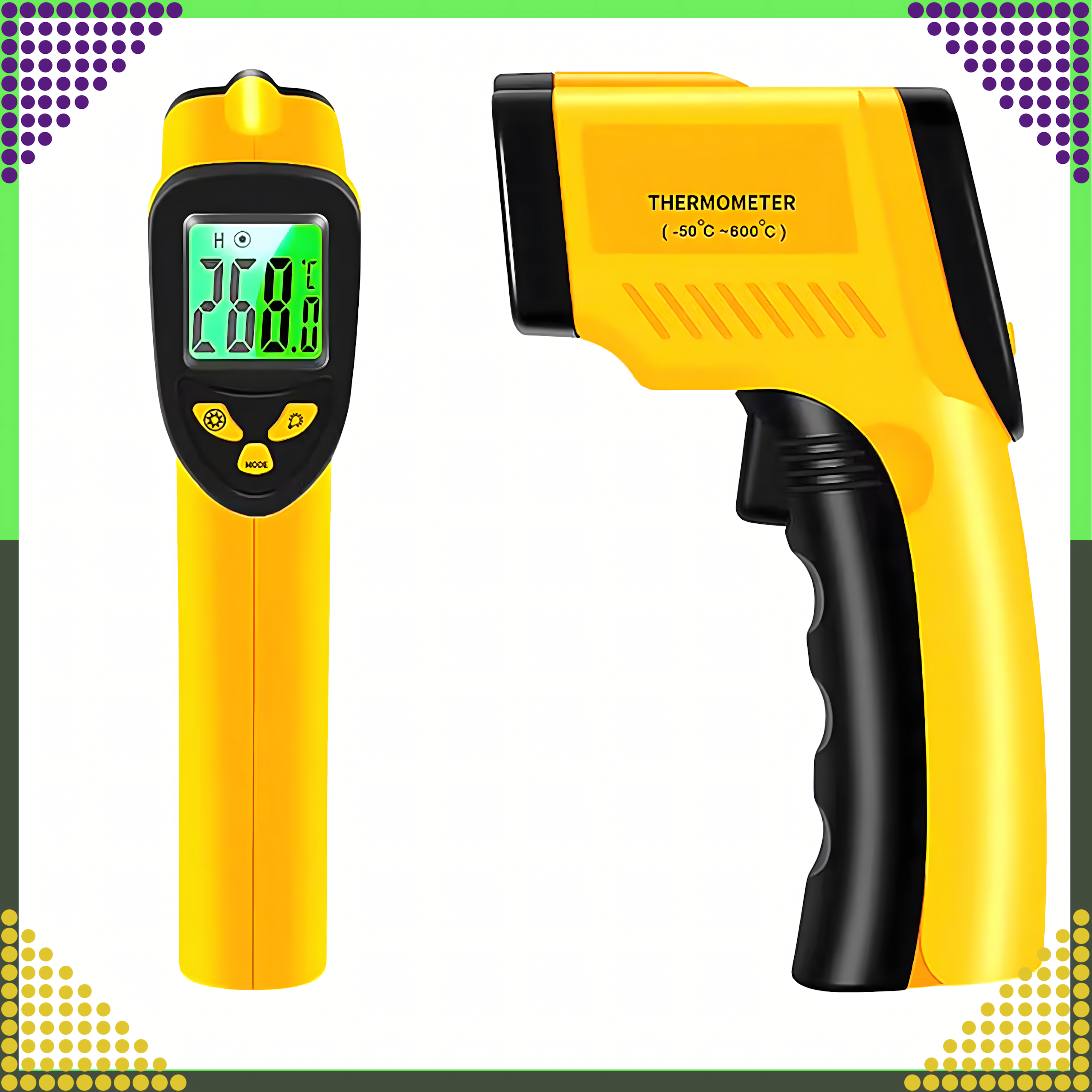 Pirometr Termometr Laserowy Bezdotykowy na Podczerwień Emisyjność -50+550°C - obrazek 5