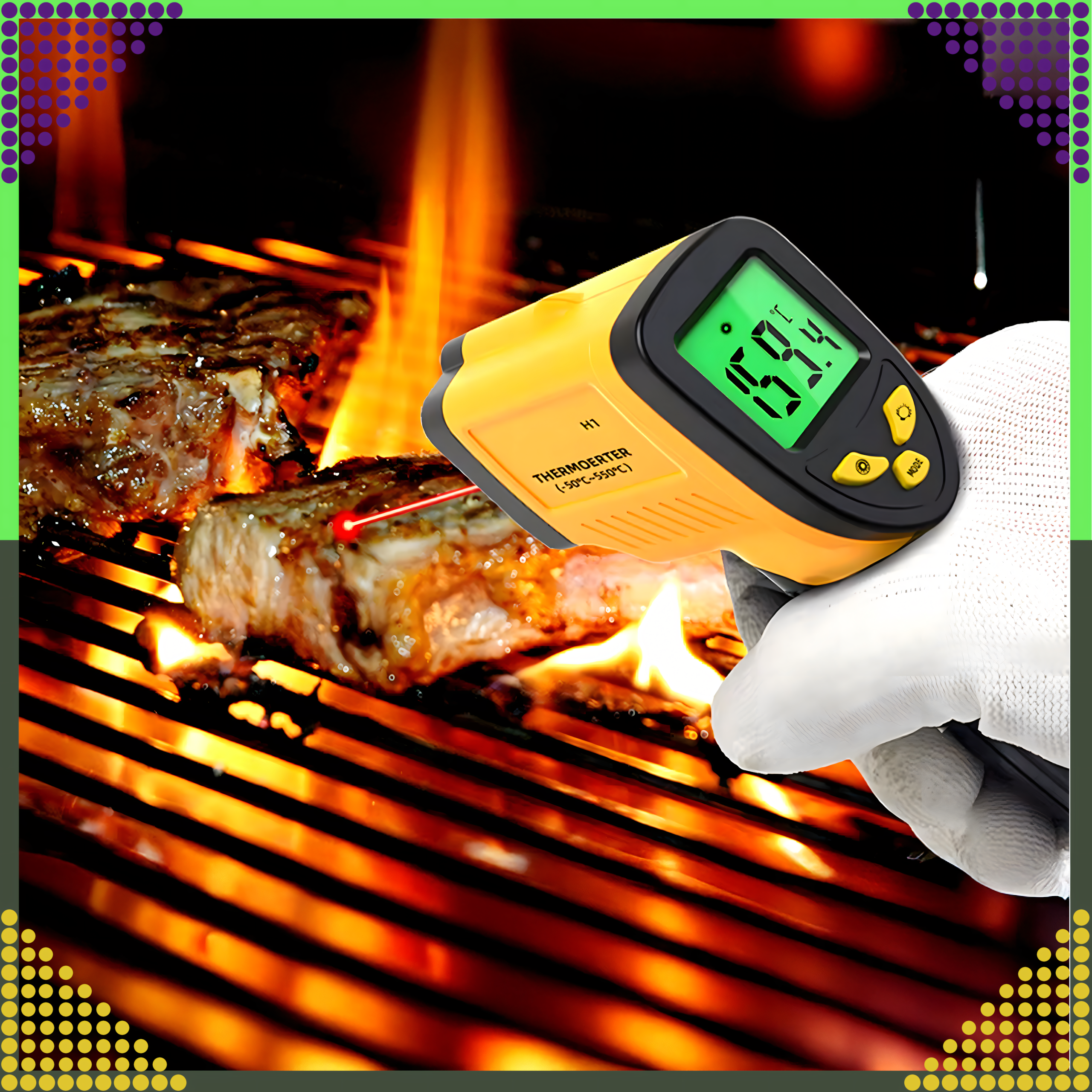 Pirometr Termometr Laserowy Bezdotykowy na Podczerwień Emisyjność -50+550°C - obrazek 6