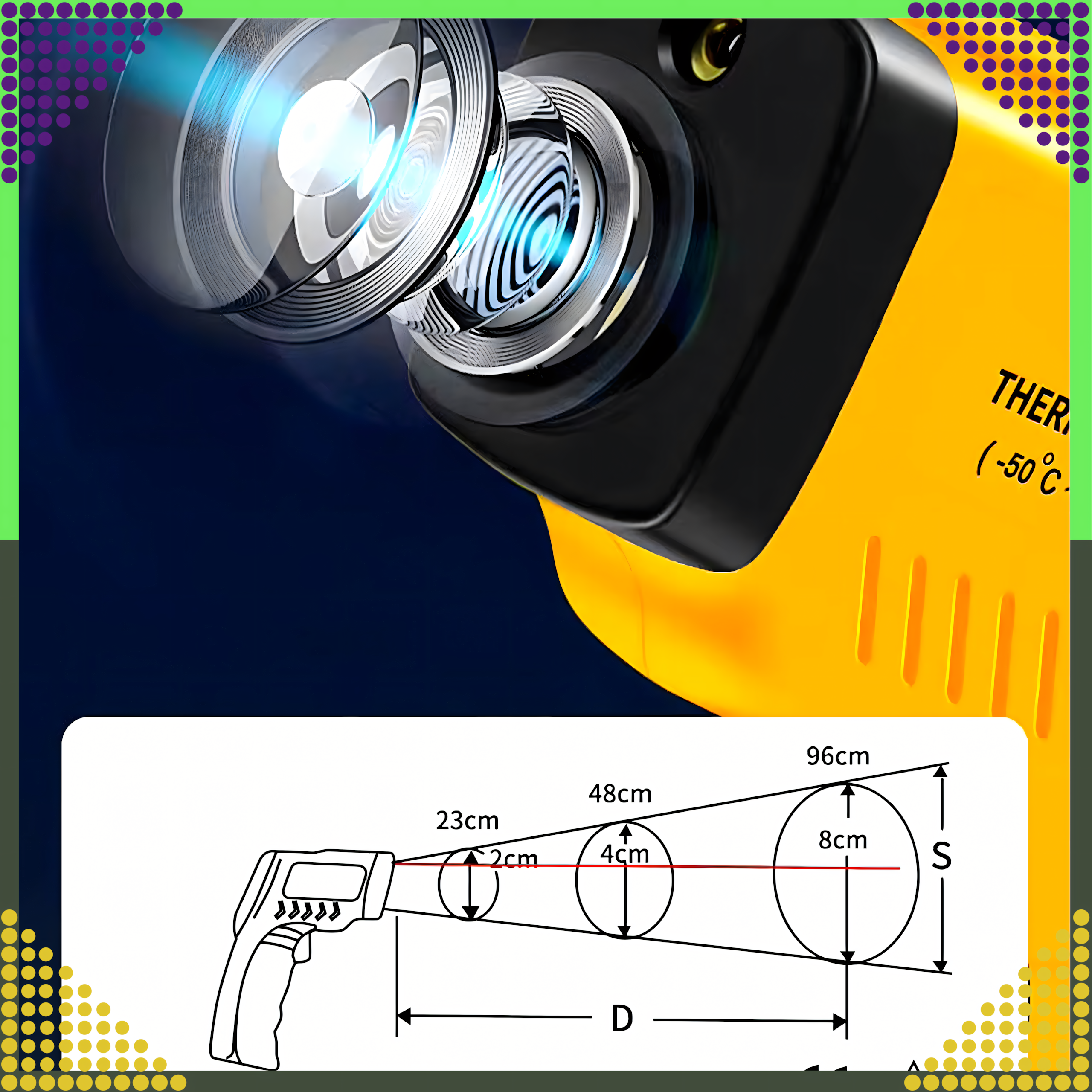 Pirometr Termometr Laserowy Bezdotykowy na Podczerwień Emisyjność -50+550°C - obrazek 9