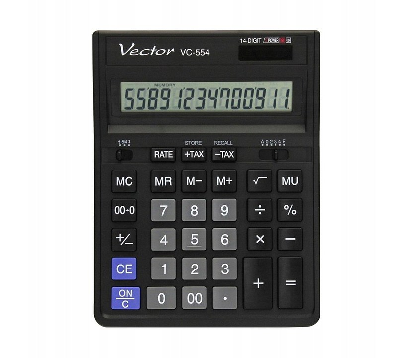 Vector Kalkulator biurowy KAV VC-554x, 14-cyfrowy, 153x199mm, czarny