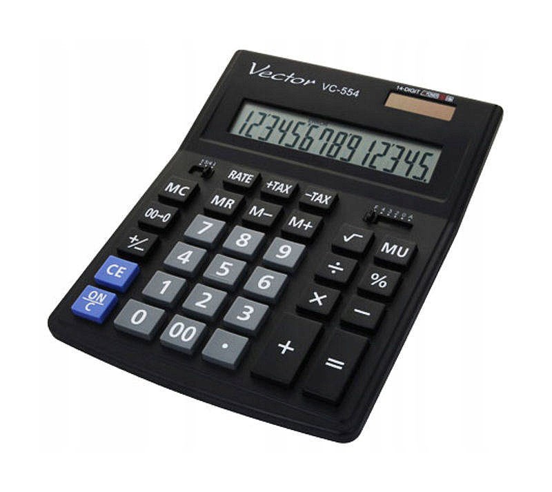 Vector Kalkulator biurowy KAV VC-554x, 14-cyfrowy, 153x199mm, czarny - obrazek 3