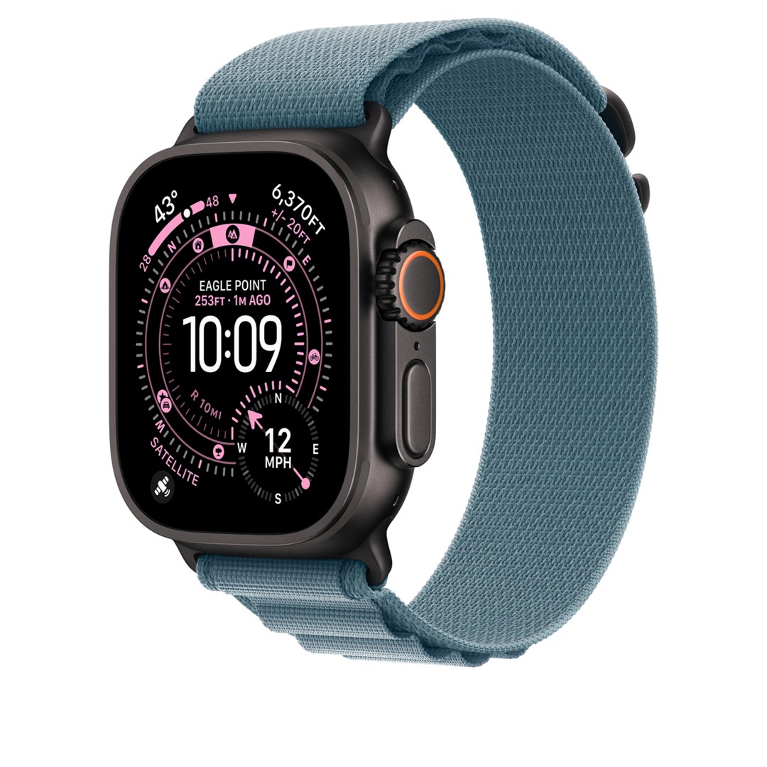 Pasek Apple Alpine Loop 49mm Niebieski - Duży, Czarny Wykończenie Tytanowe - obrazek 3