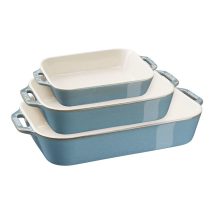 Zwilling STAUB 40508-172-0 Zestaw 3 prostokątnych półmisków ceramicznych – antyczny turkusowy