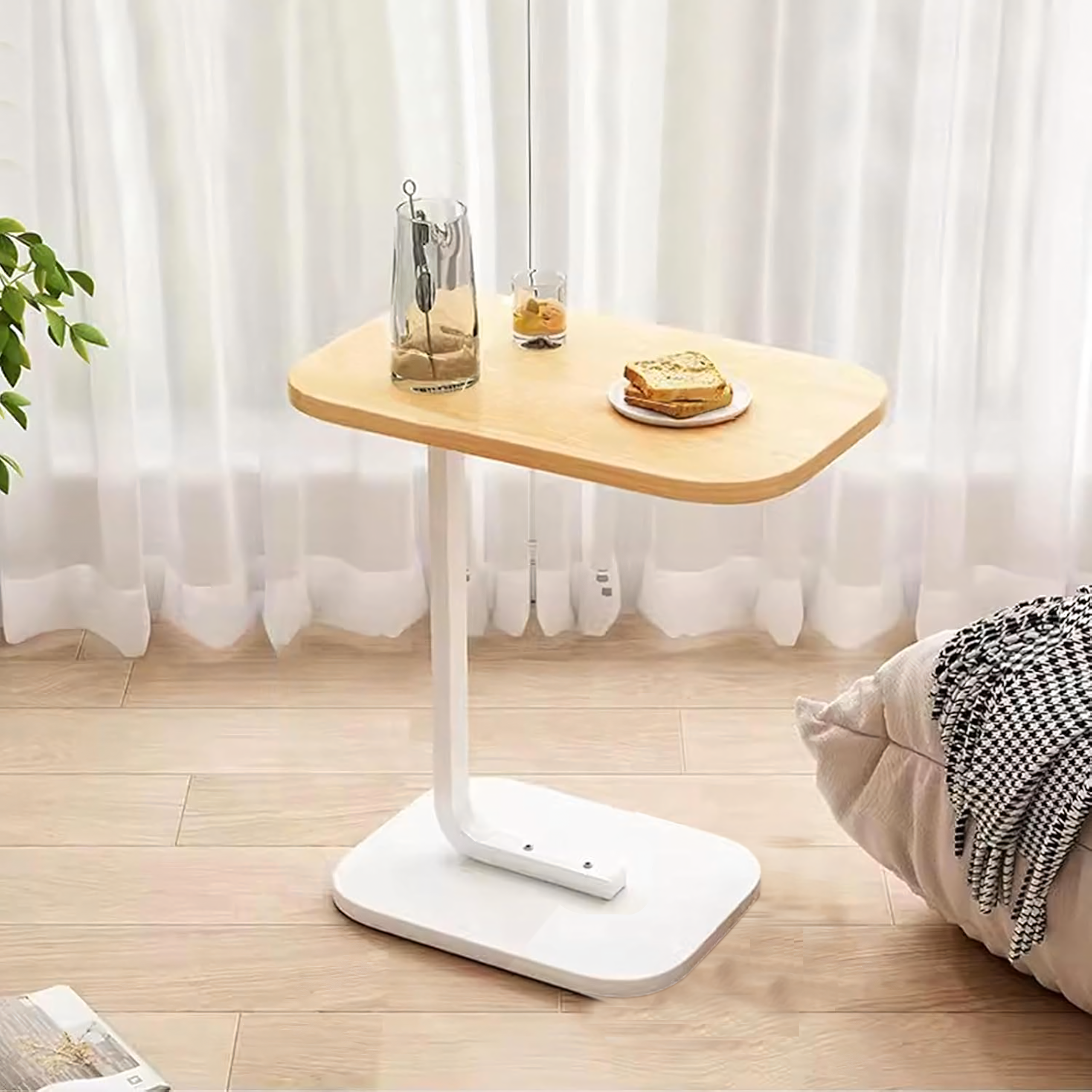 Stolik Kawowy na Kawę Boczny w Kształcie Litery C Nowoczesny do Salonu - obrazek 5