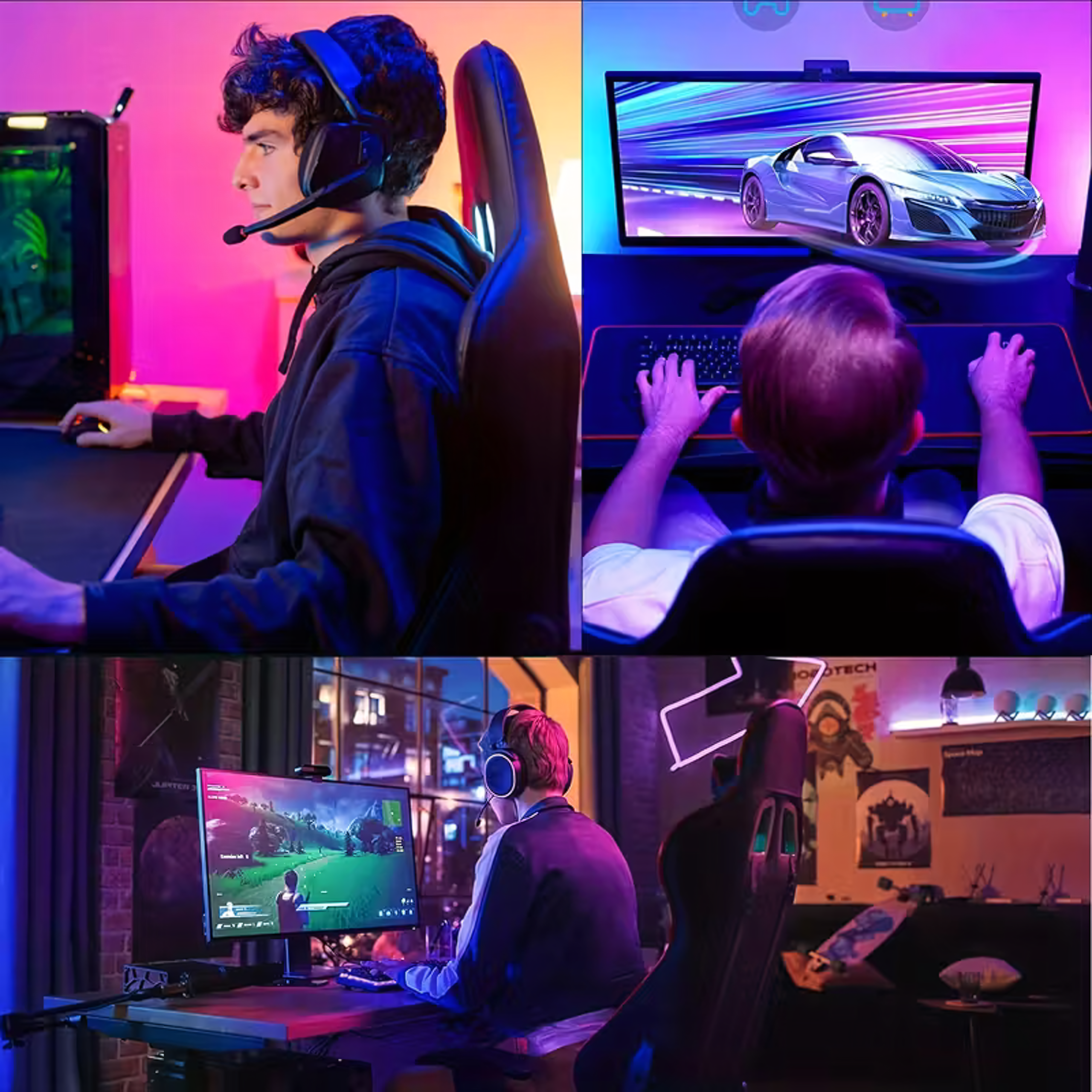 Fotel Gamingowy Biurowy Obrotowy Kubełkowy Krzeszło z Podnóżkiem do 150 kg - obrazek 9