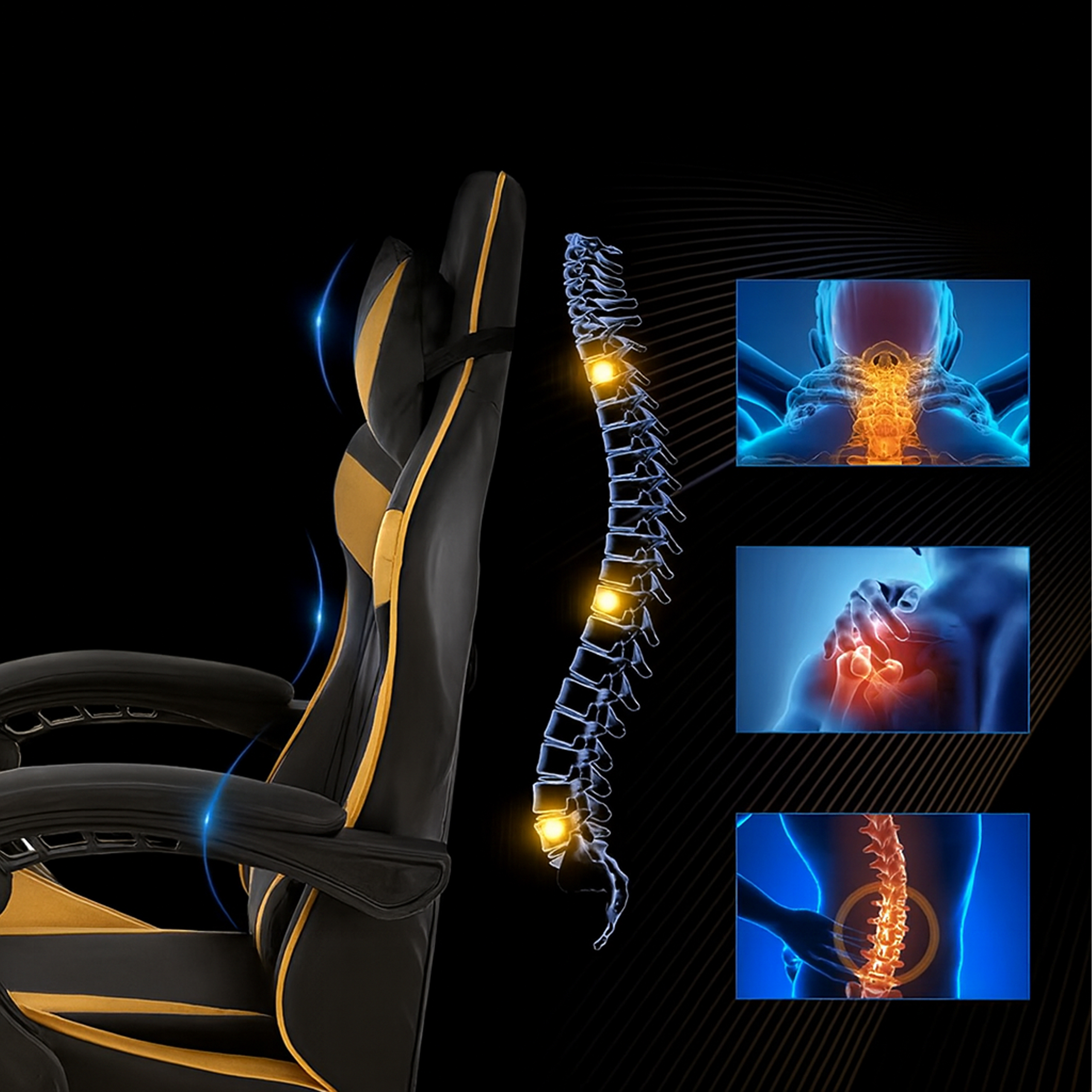 Fotel Gamingowy Biurowy Obrotowy Kubełkowy Krzeszło z Podnóżkiem do 150 kg - obrazek 11