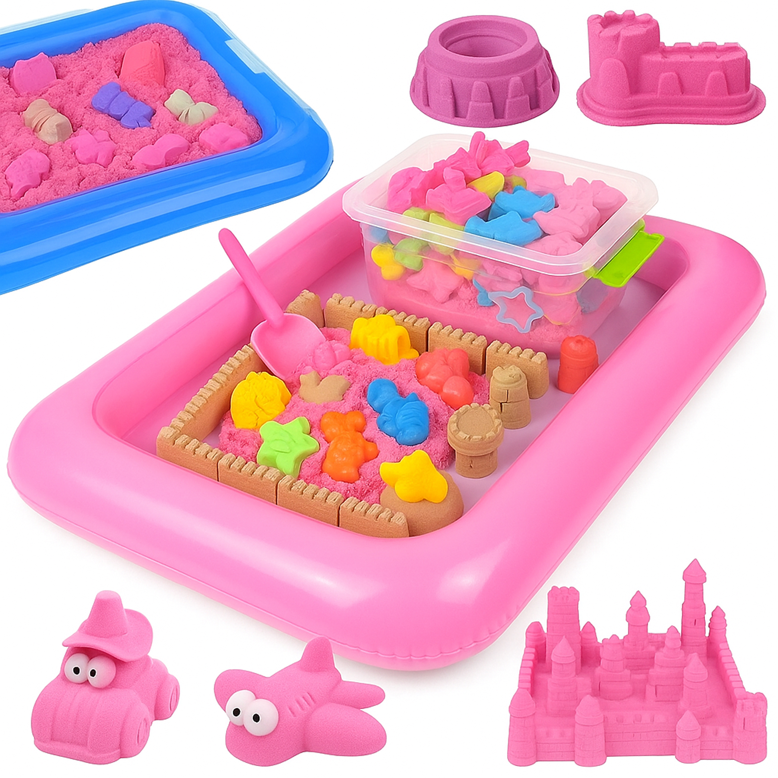 Piasek Kinetyczny 2,5kg Zestaw Foremki Zabawki Basen Piaskownica 45 Ele - obrazek 8