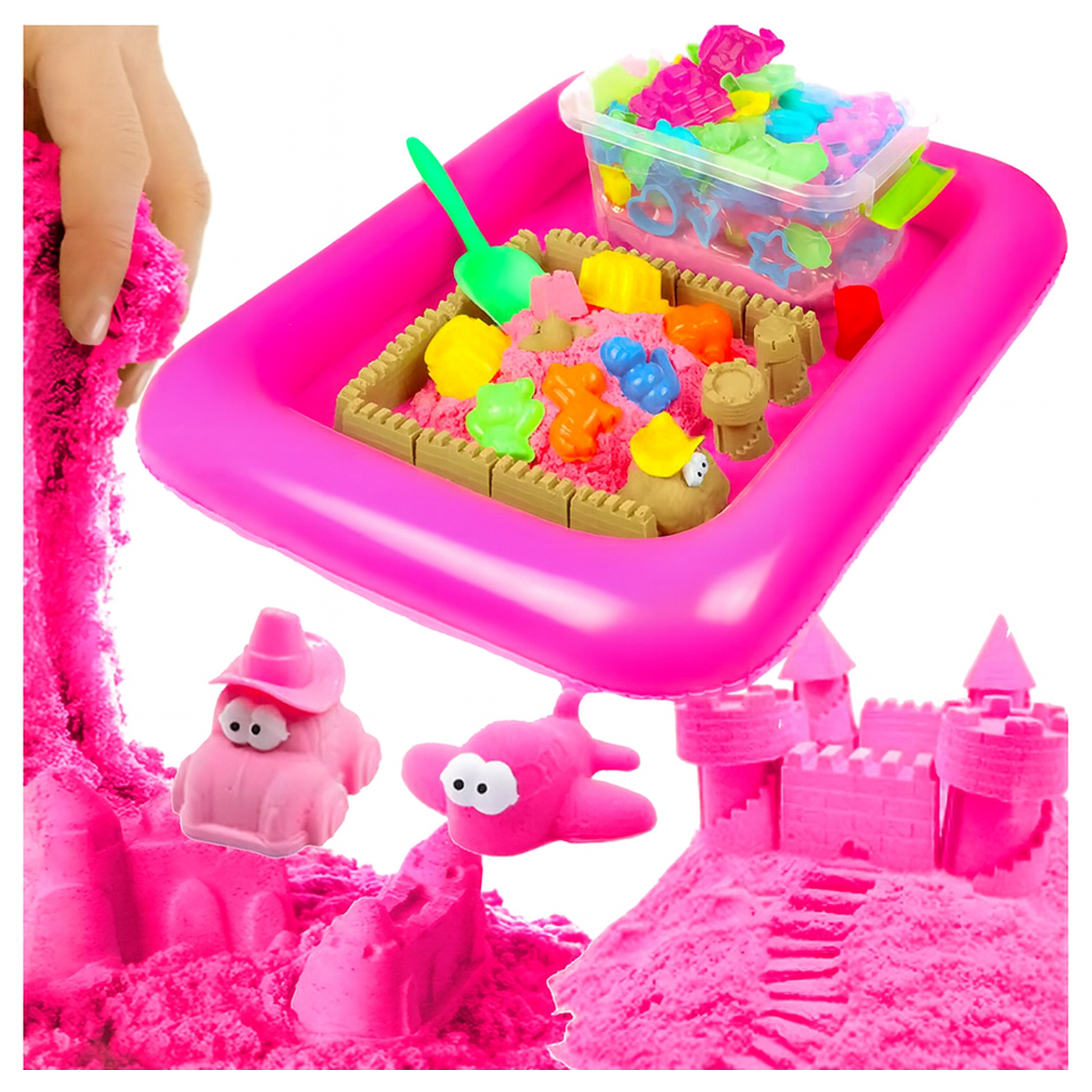 Piasek Kinetyczny 2,5kg Zestaw Foremki Zabawki Basen Piaskownica 45 Ele - obrazek 11