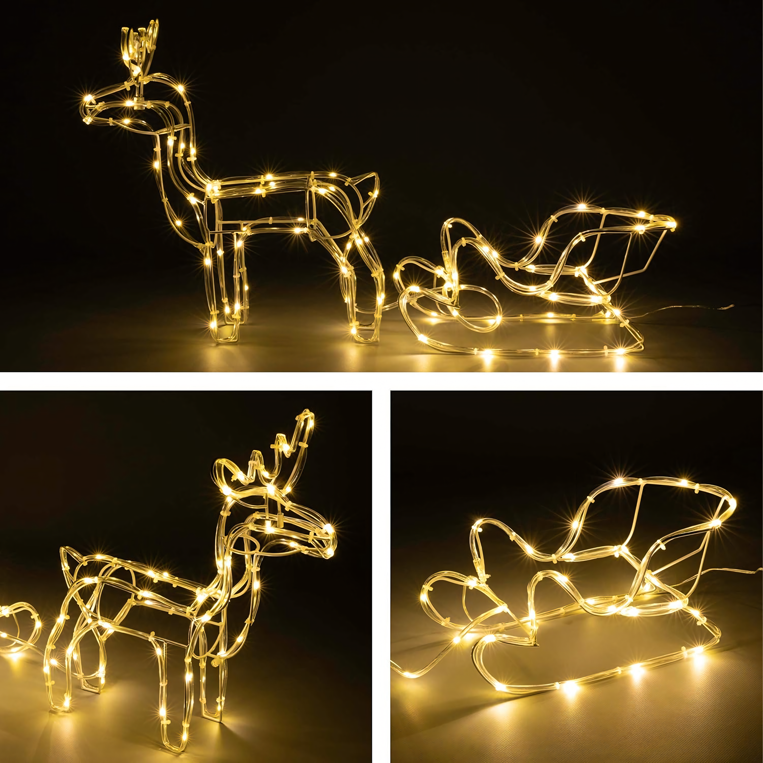 Renifer z Saniami Świąteczny Świecący 240 Led Ozdoba Zewnętrzna Dekoracja - obrazek 5