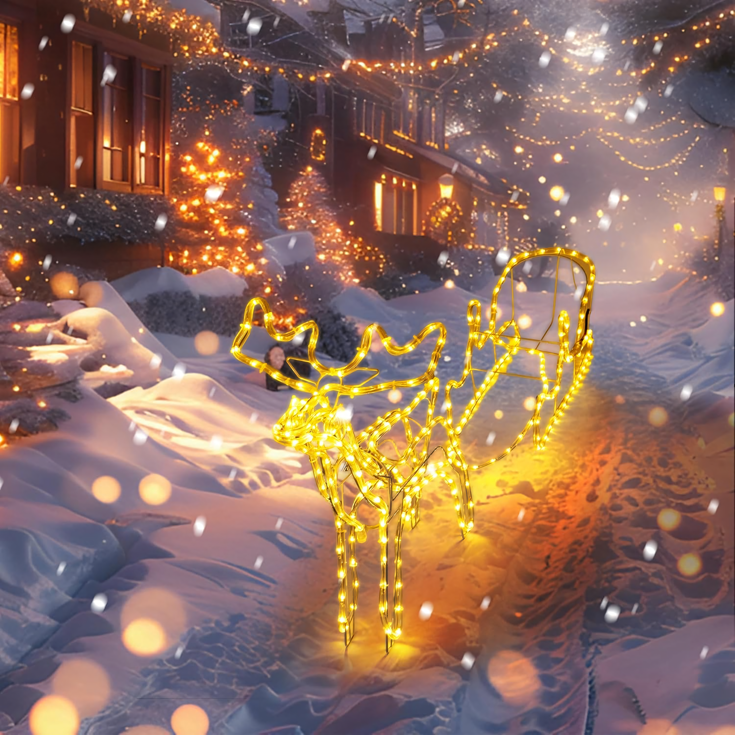 Renifer z Saniami Świąteczny Świecący 240 Led Ozdoba Zewnętrzna Dekoracja - obrazek 8