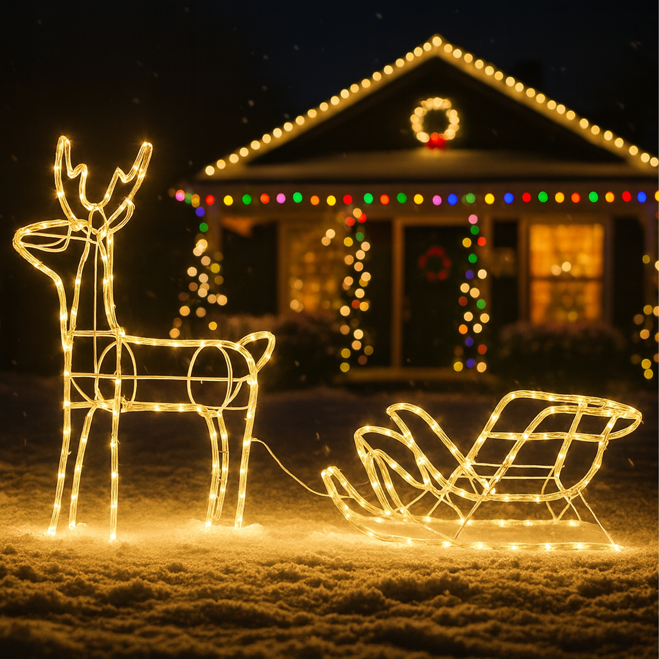 Renifer z Saniami Świąteczny Świecący 240 Led Ozdoba Zewnętrzna Dekoracja - obrazek 11