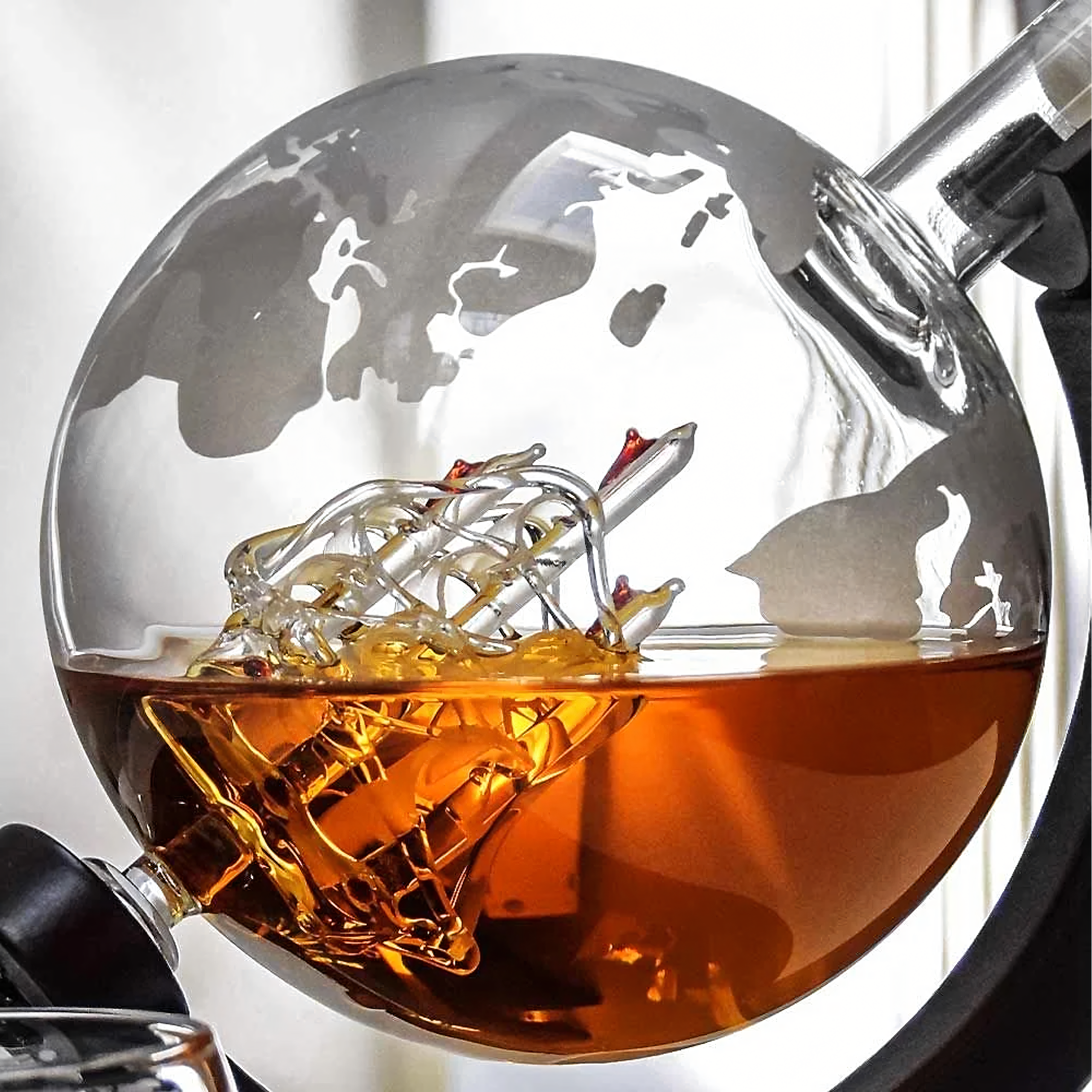 Zestaw do Whisky Karafka Globus 850ml Statek 2 Szklanki z Grawerem Prezent - obrazek 5