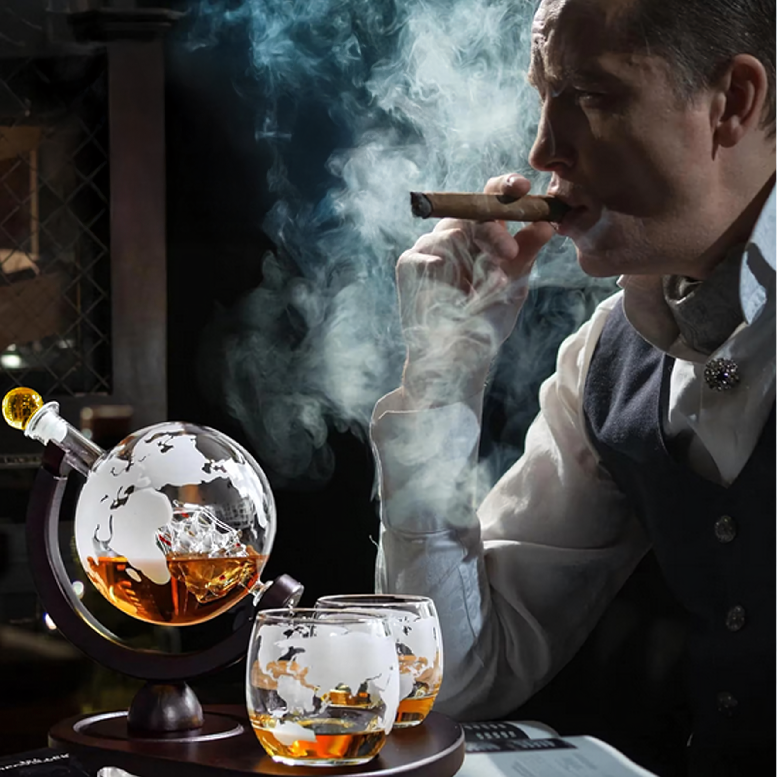 Zestaw do Whisky Karafka Globus 850ml Statek 2 Szklanki z Grawerem Prezent - obrazek 8