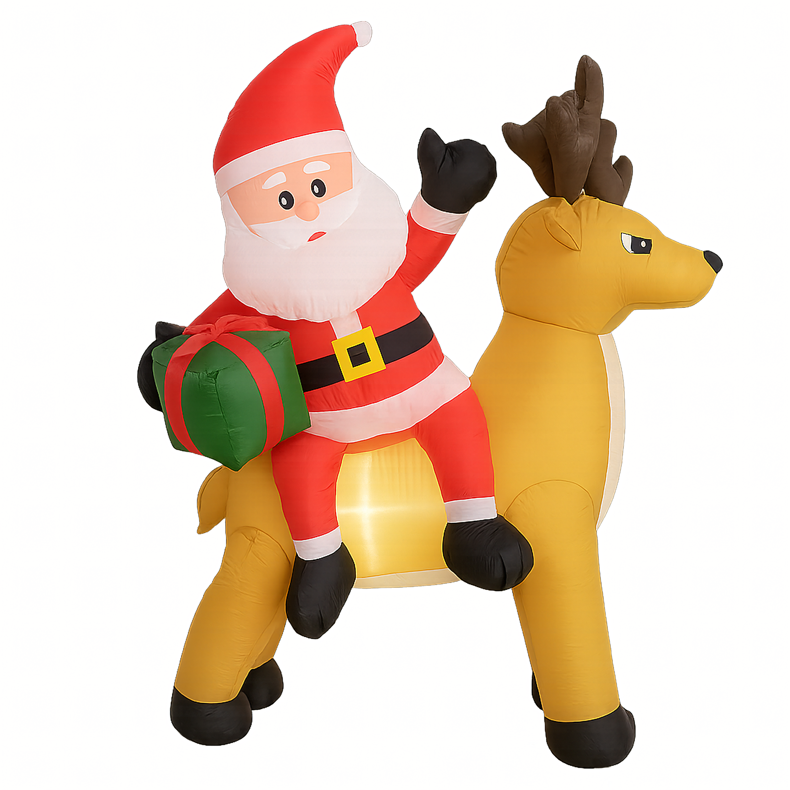 Dmuchany Święty Mikołaj z Reniferm 1,5m Ozdoba Świąteczna Podświetlenie Led - obrazek 6