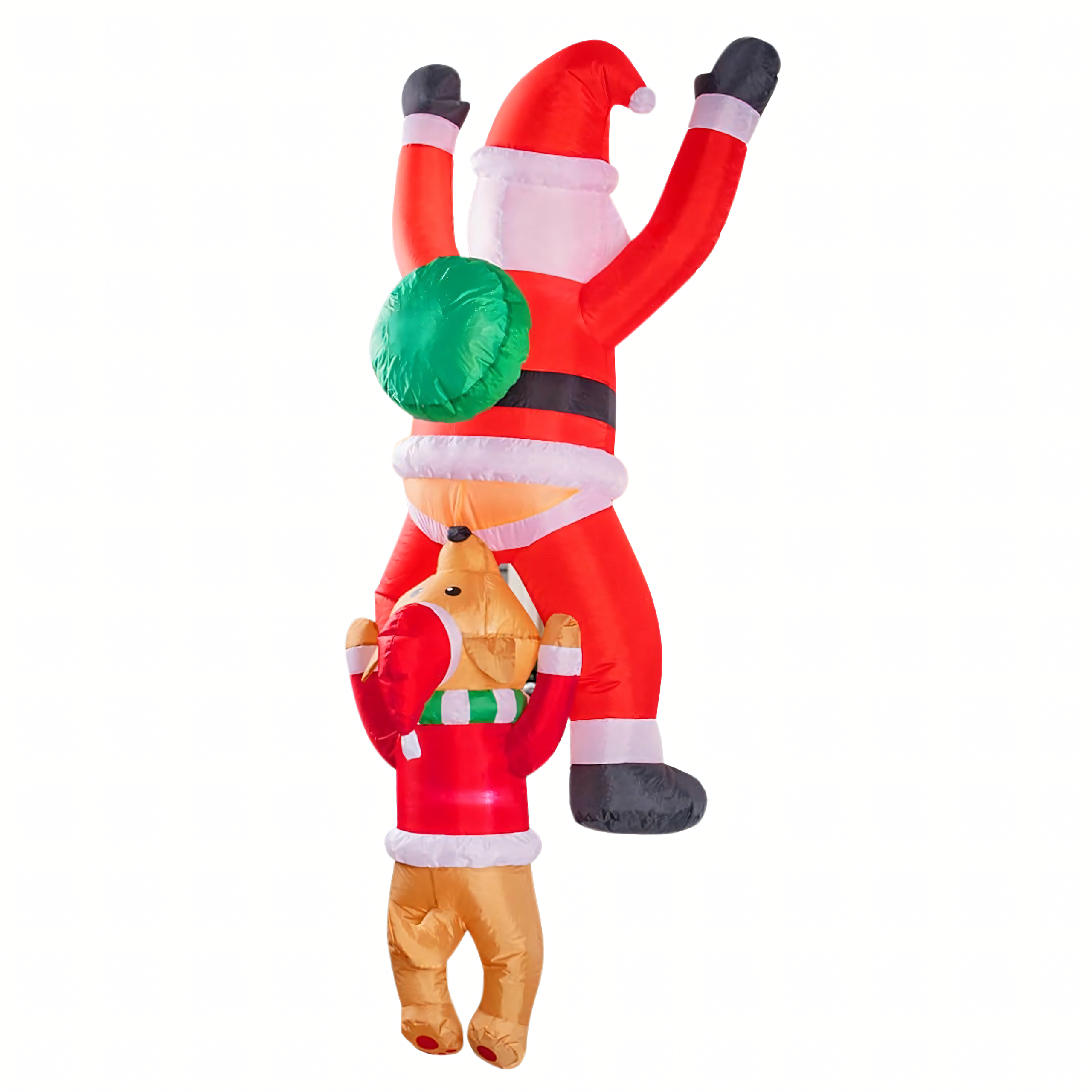 Dmuchany Święty Mikołaj z Reniferm 1,8m Ozdoba Świąteczna Podświetlenie Led - obrazek 4