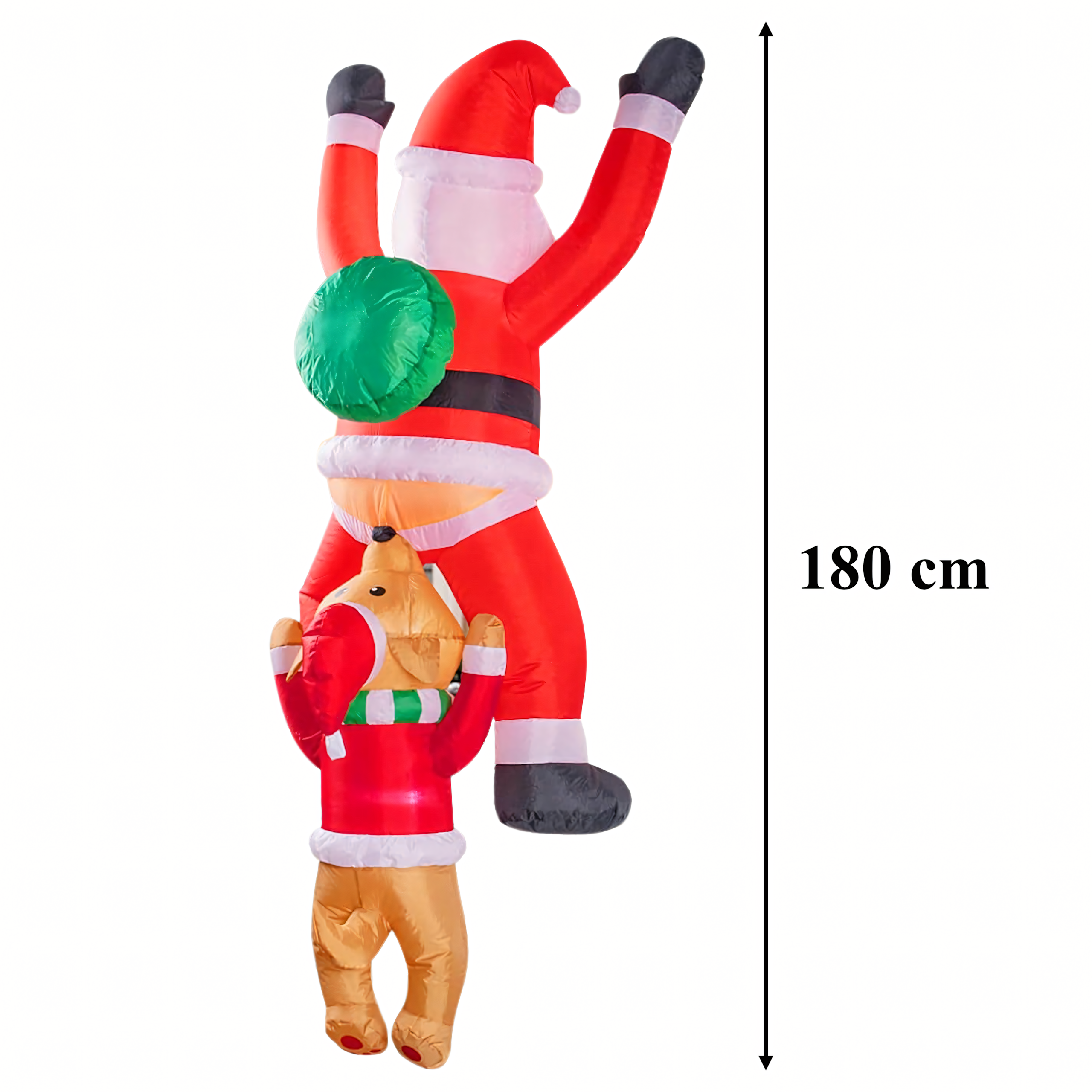 Dmuchany Święty Mikołaj z Reniferm 1,8m Ozdoba Świąteczna Podświetlenie Led - obrazek 6